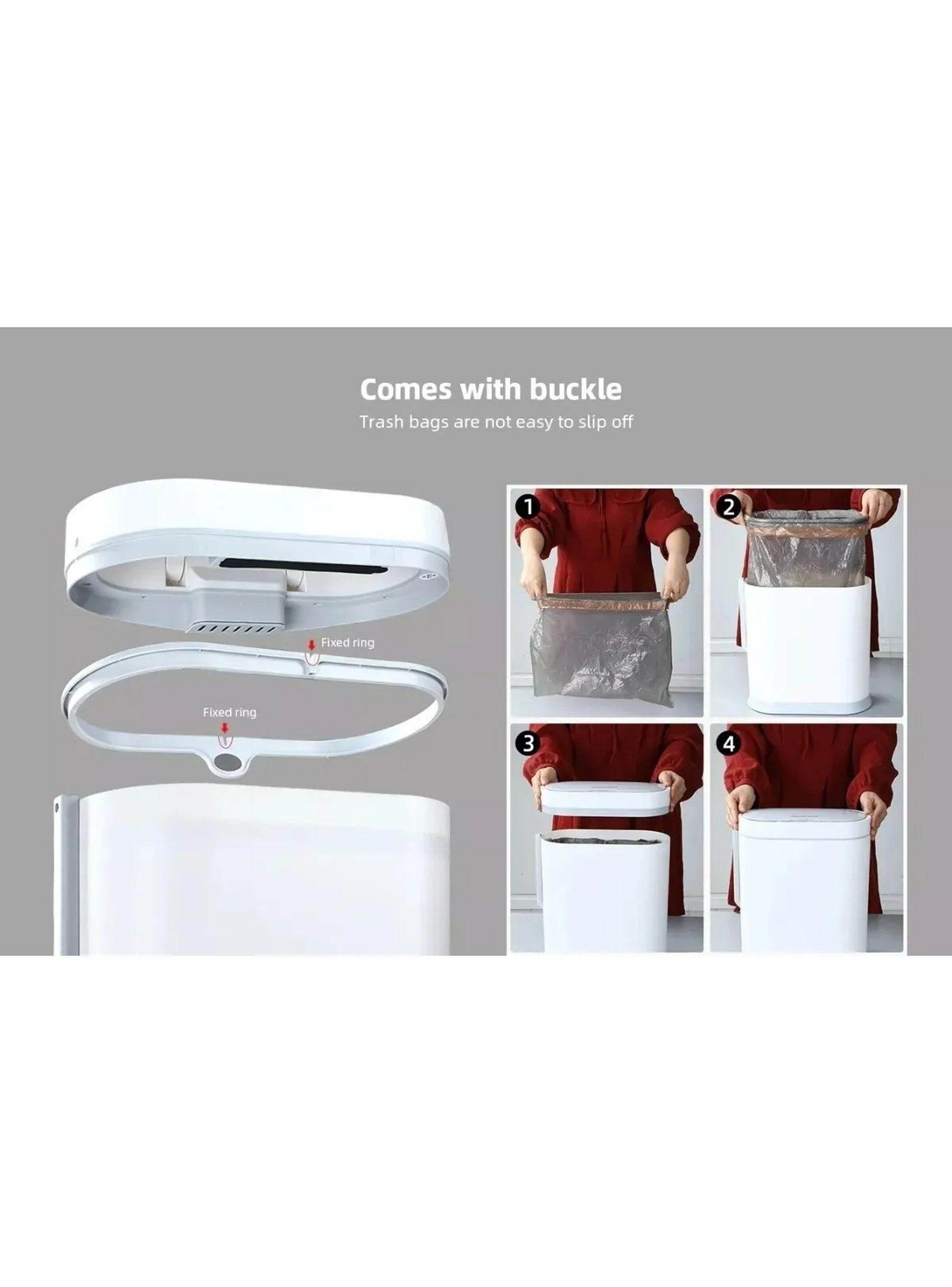 Bote de Basura Inteligente Sensor de Movimiento Impermeable 12L Blanco-6