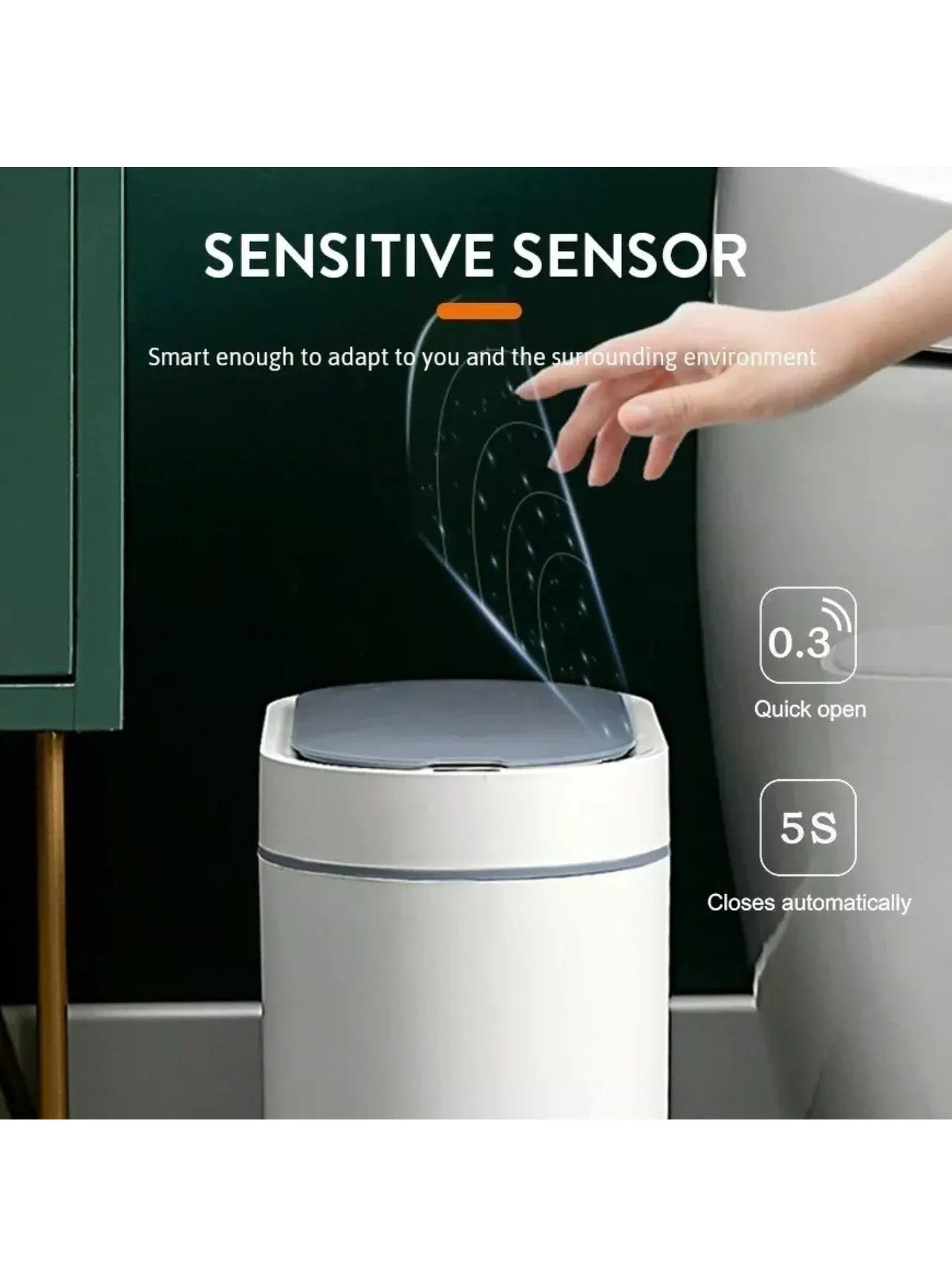 Bote de Basura Inteligente Sensor de Movimiento Impermeable 12L Blanco-7