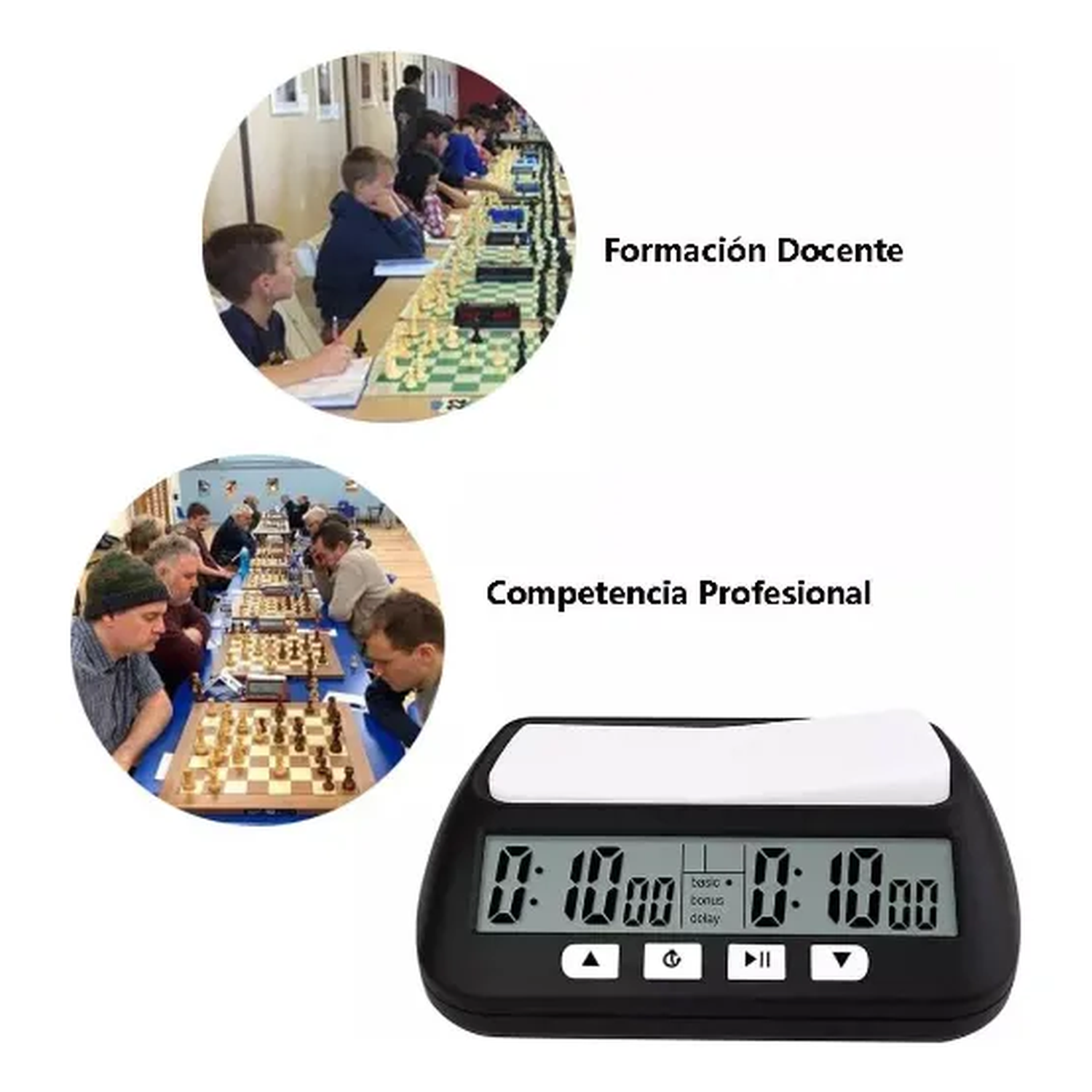 Reloj Digital de Ajedrez Modos Básico/Bono/Retraso Pantalla LCD-2