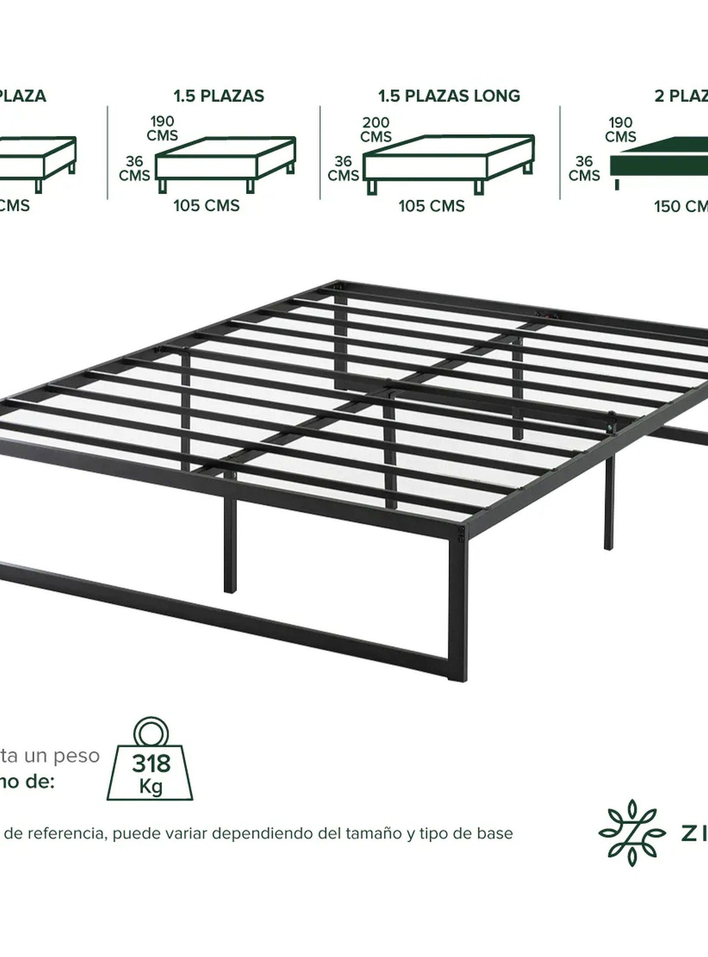 Estructura de Cama Metálica 2 Plazas Negro 2023-2