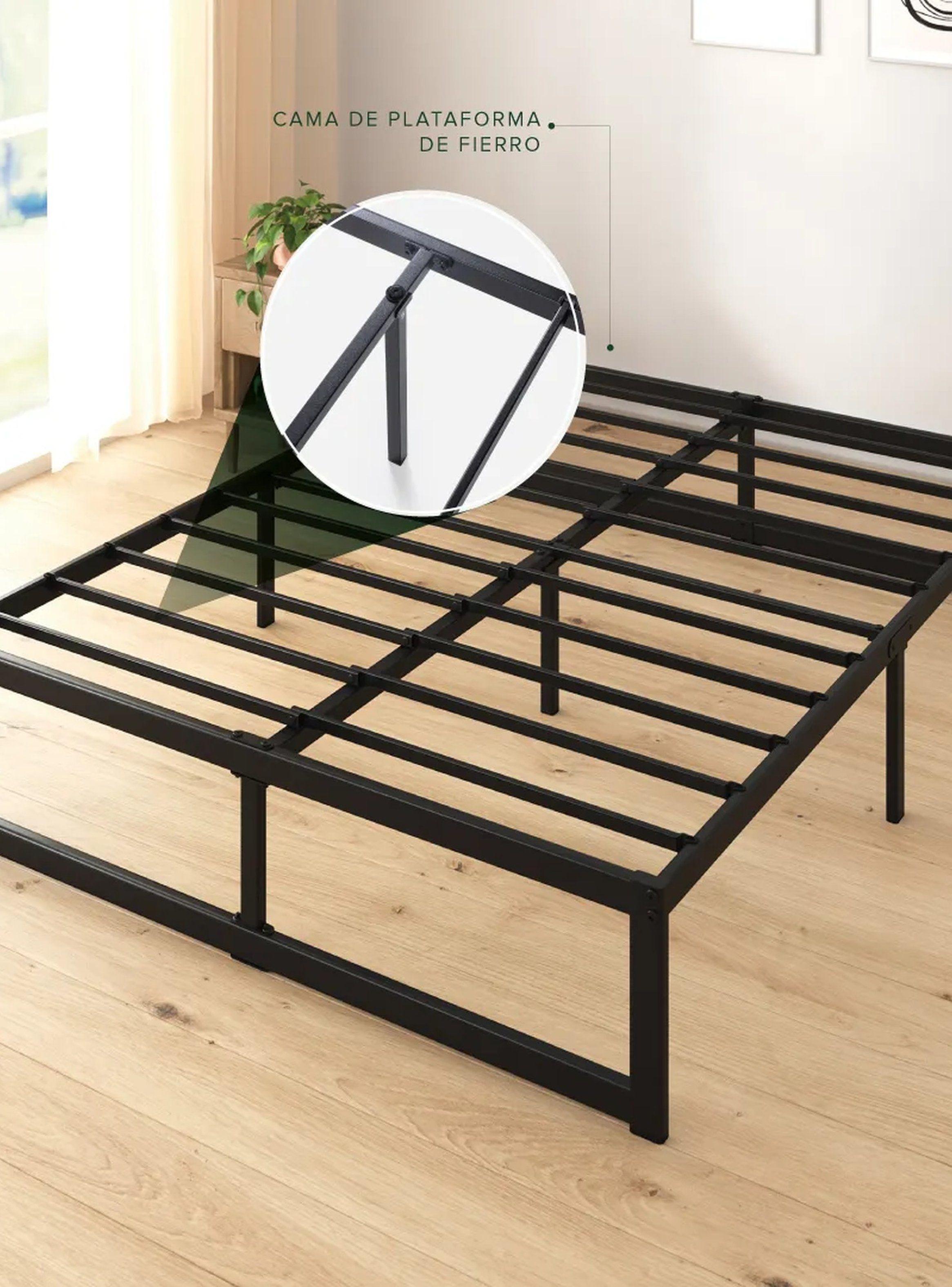 Estructura de Cama Metálica 2 Plazas Negro 2023-5