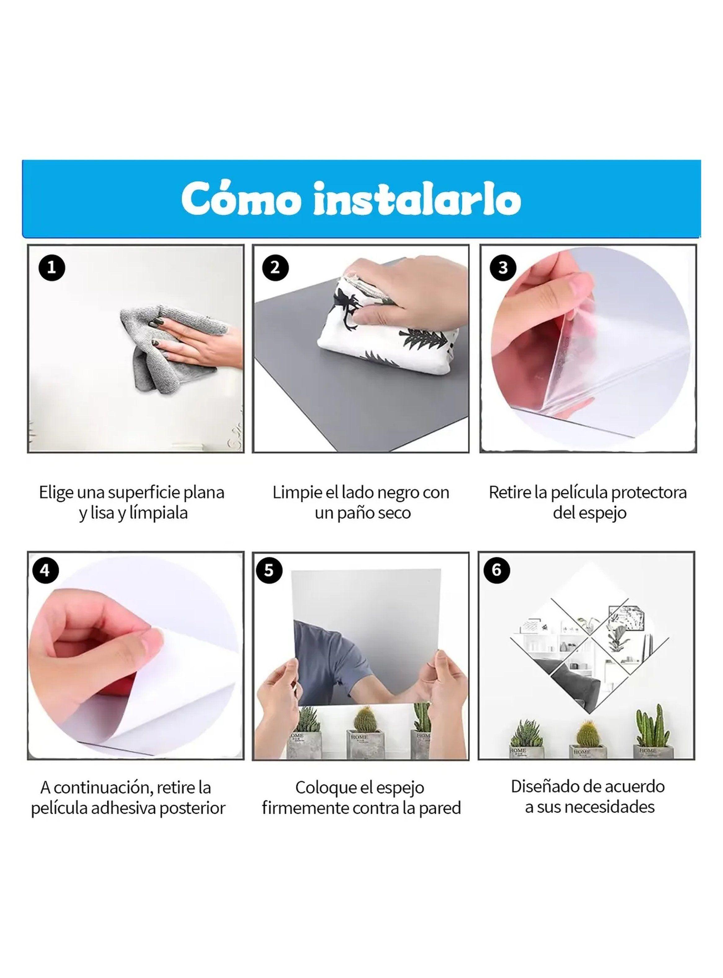 Paneles de Espejo Adhesivos Flexibles 15x15cm 30 Piezas-4