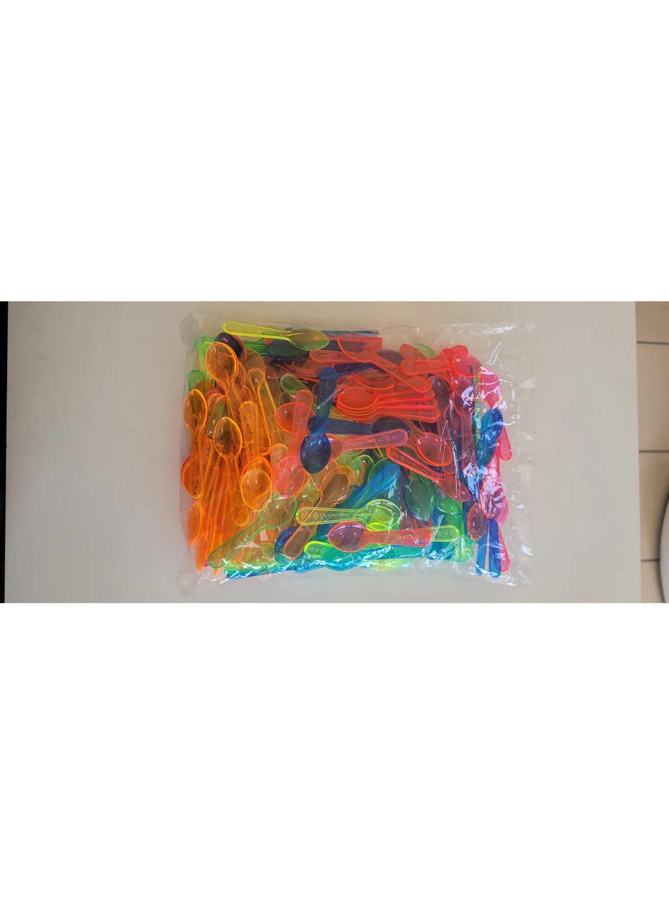 Cucharas Plásticas Transparente Multicolor Desechables Paquete-1