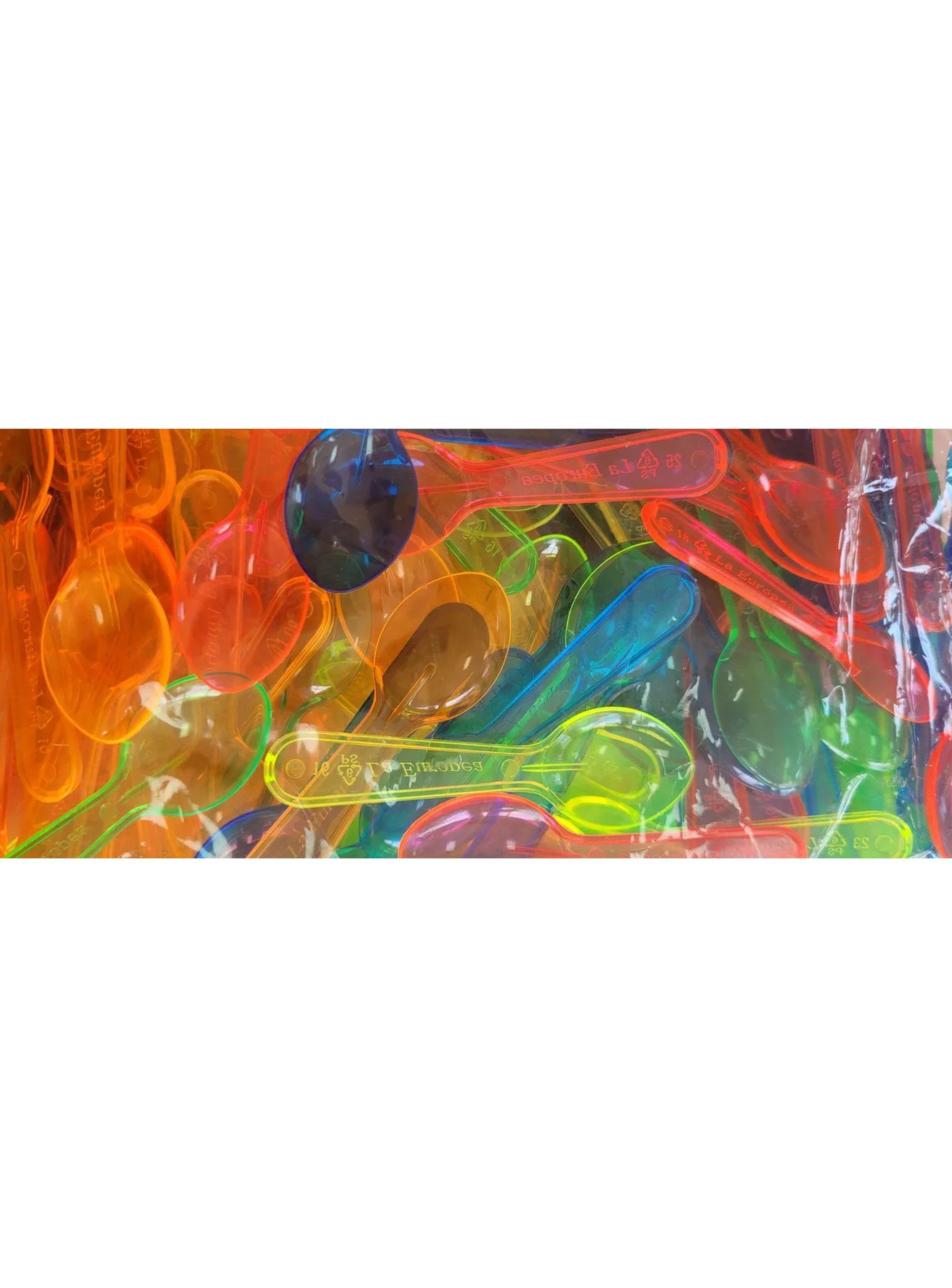 Cucharas Plásticas Transparente Multicolor Desechables Paquete-2