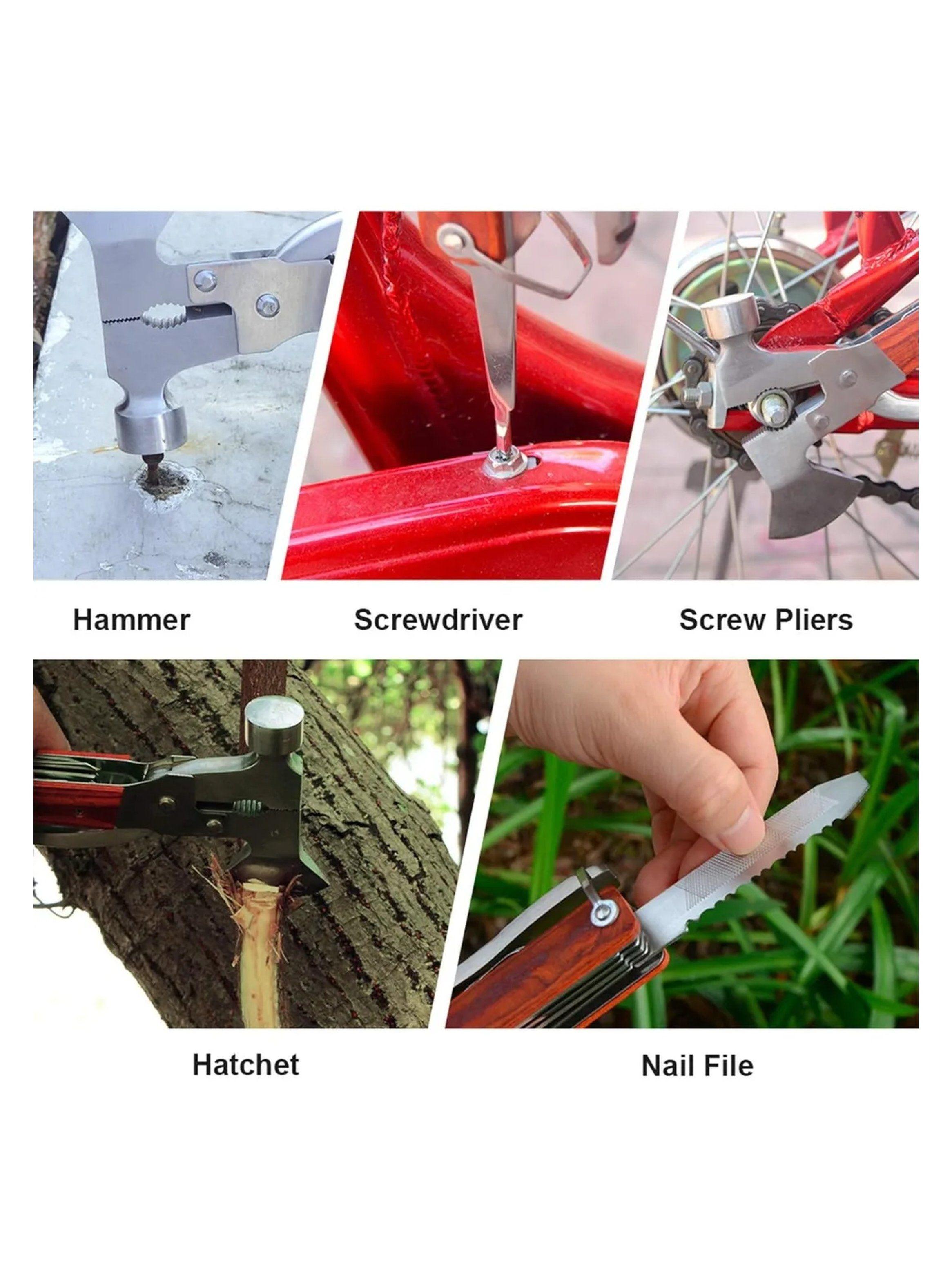 Multiherramienta Plegable 10 en 1 Acero Inoxidable Mango de Madera-2