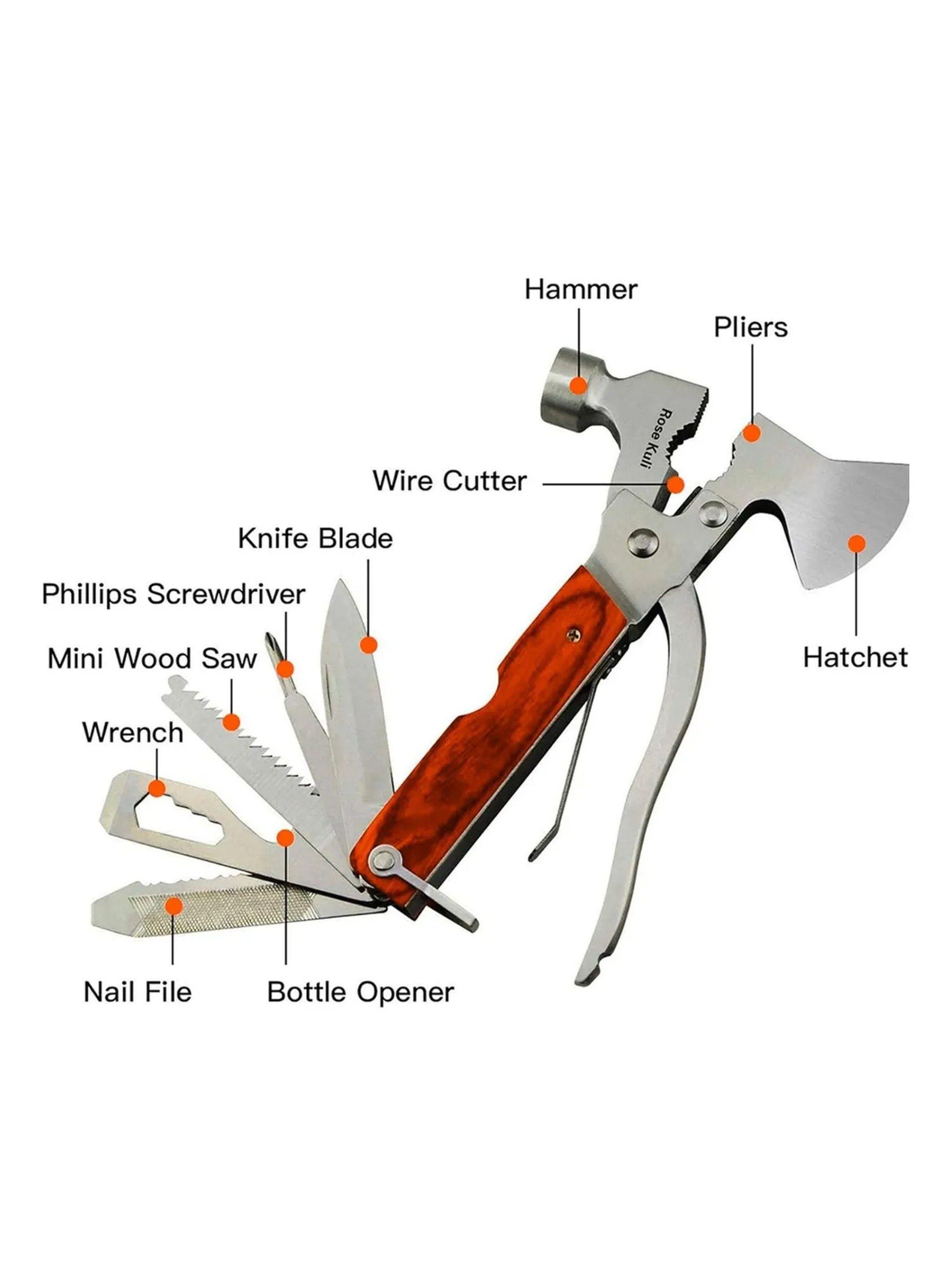 Multiherramienta Plegable 10 en 1 Acero Inoxidable Mango de Madera-3