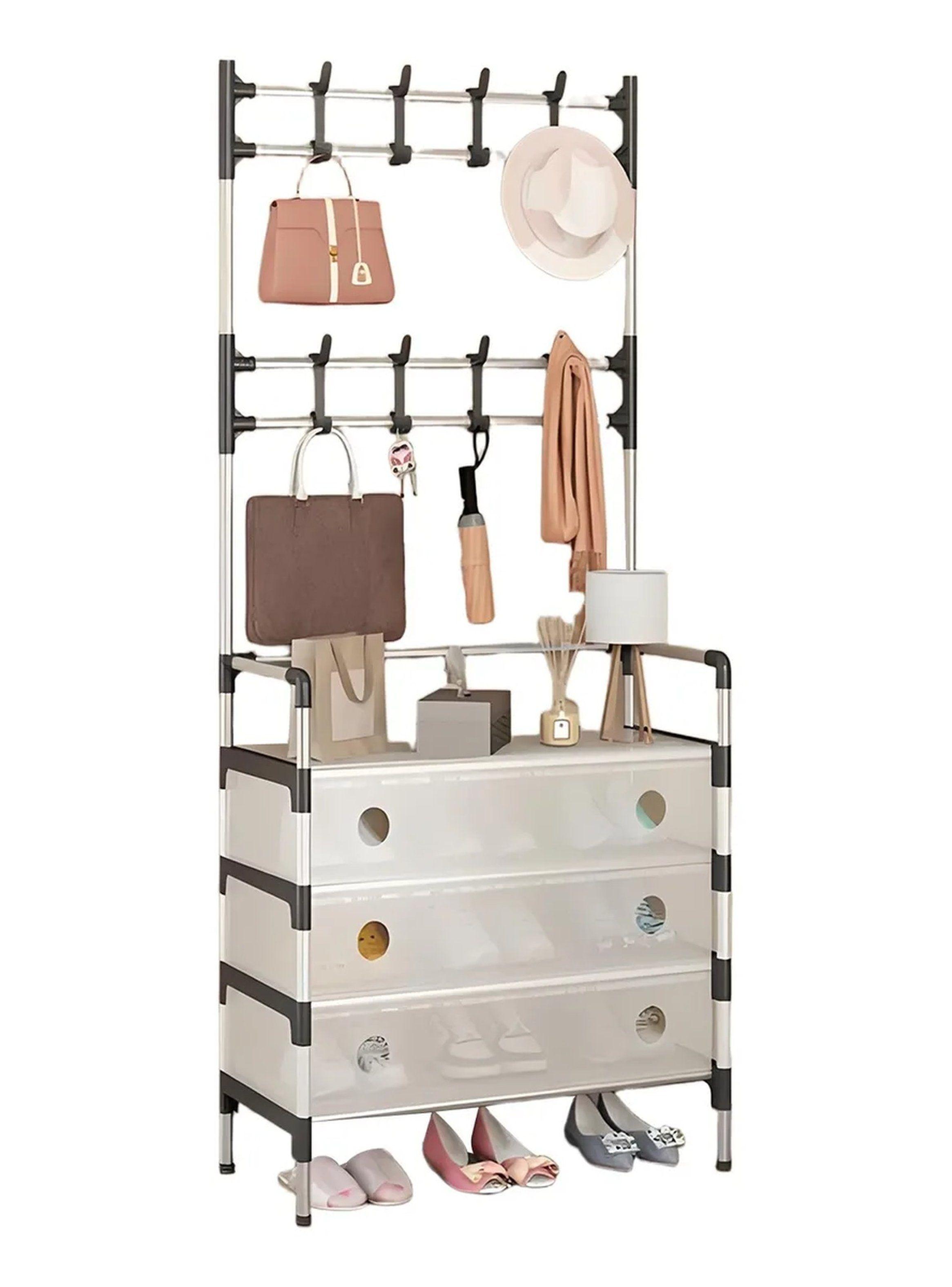 Organizador De Ropa Multifuncional Con Perchero 3 Cajones Tela Beige-7