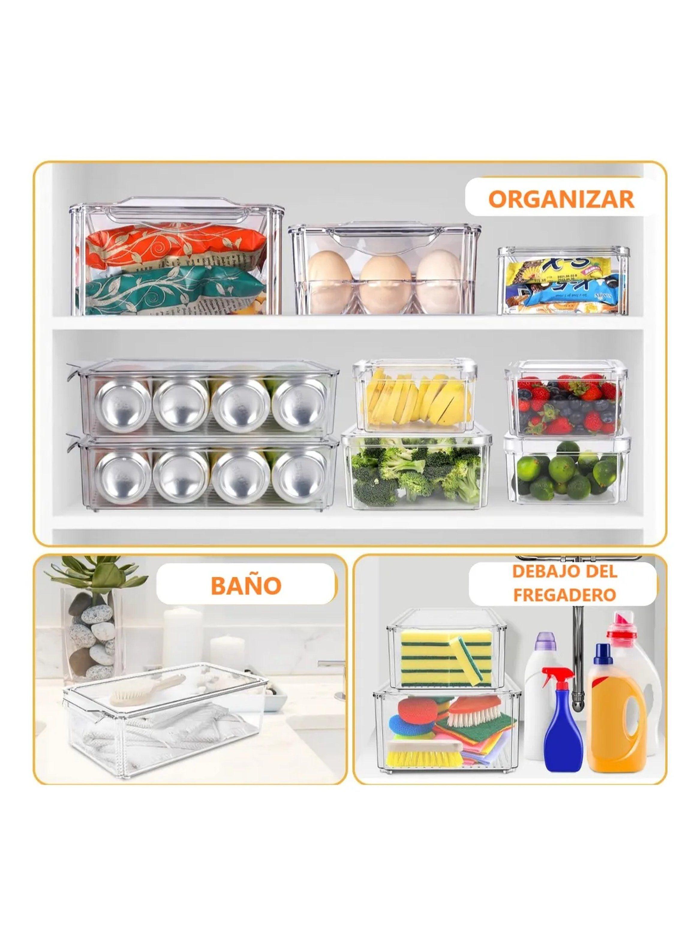 Contenedor Transparente Apilable 30x10x11cm Plástico Rectangular-8