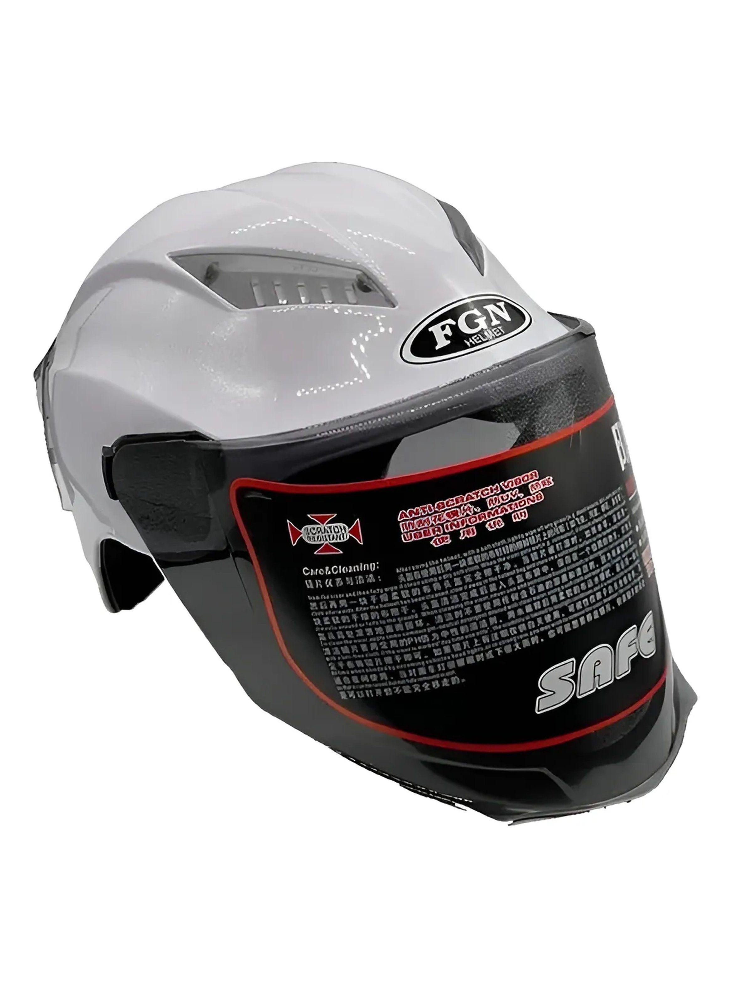 Casco De Motocicleta Integral ABS Blanco Ajustable-0