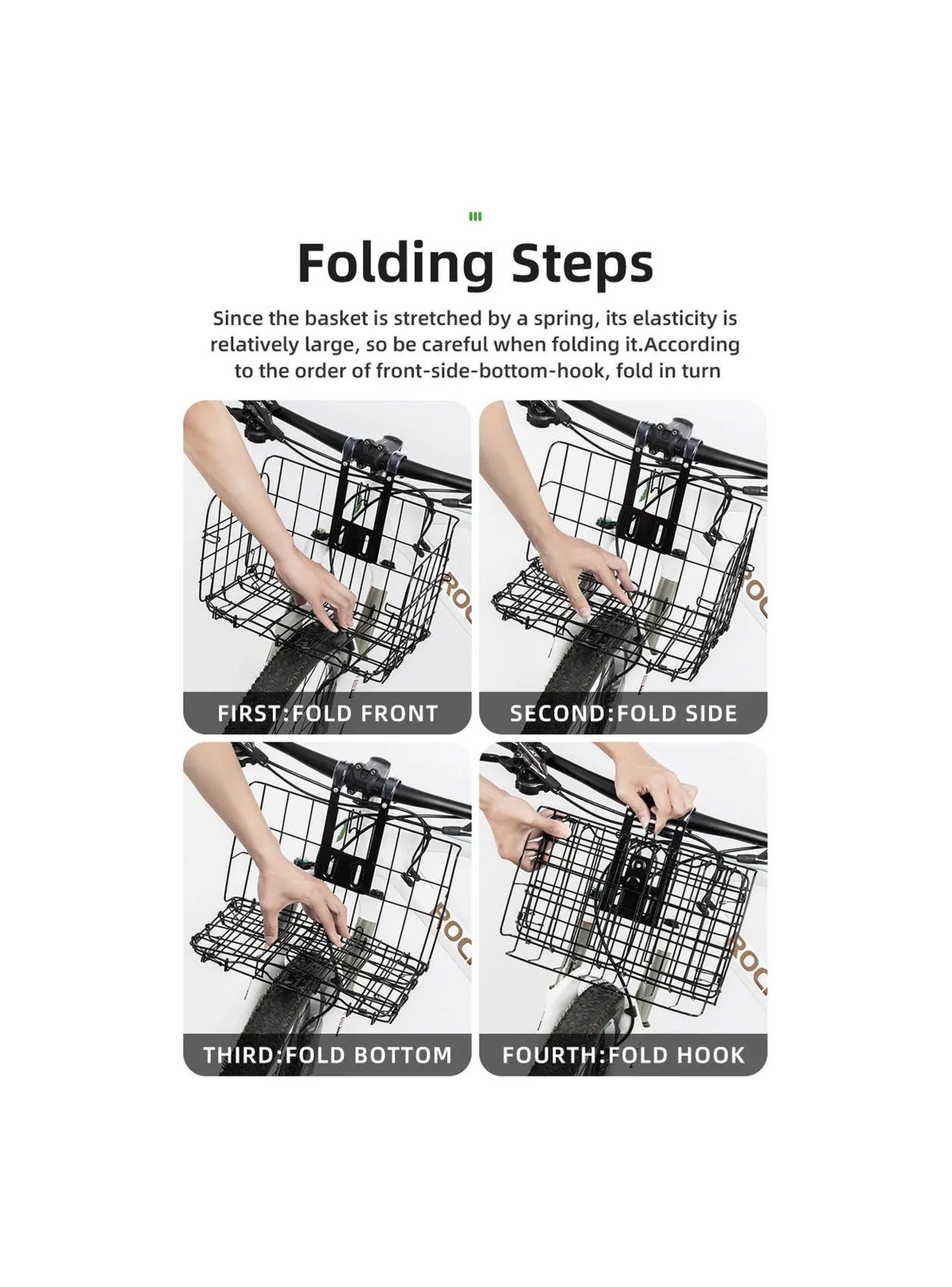 Canasto Plegable para Bicicleta Metal Negro-8