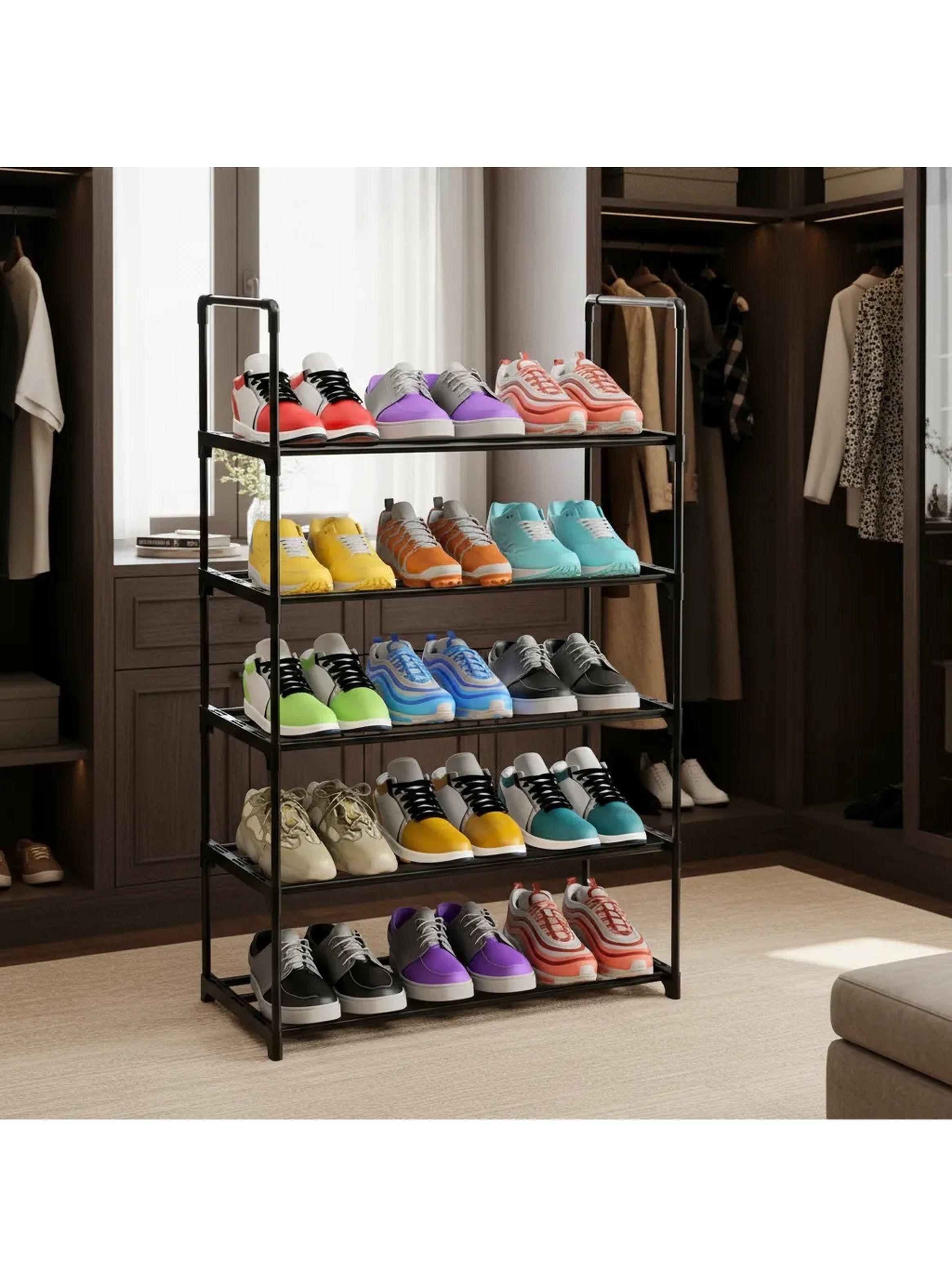 Estantería Organizador De Zapatos 4 Niveles Metal Negro 91x60x28.5 cm-0