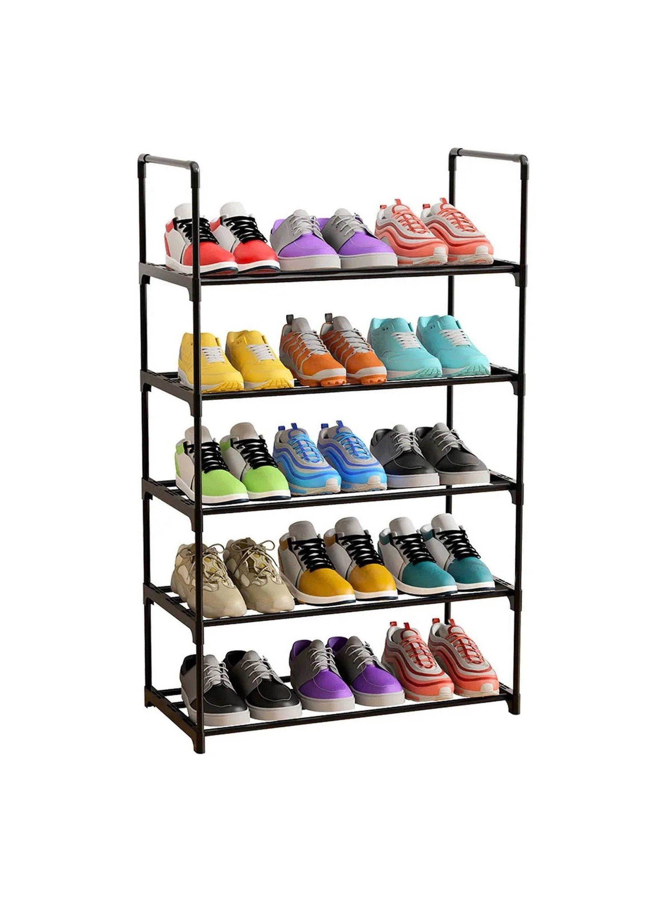 Estantería Organizador De Zapatos 4 Niveles Metal Negro 91x60x28.5 cm-1