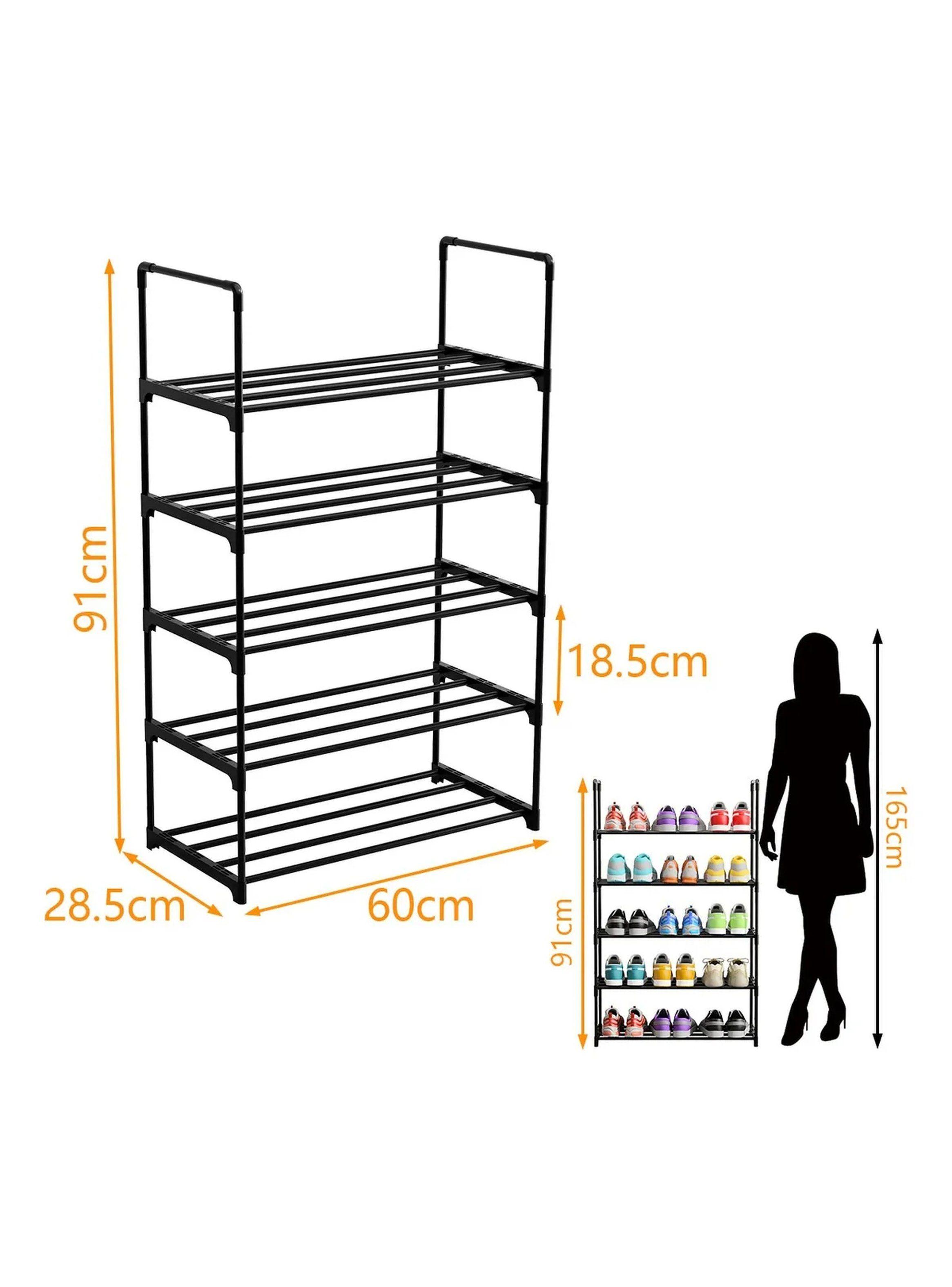Estantería Organizador De Zapatos 4 Niveles Metal Negro 91x60x28.5 cm-2