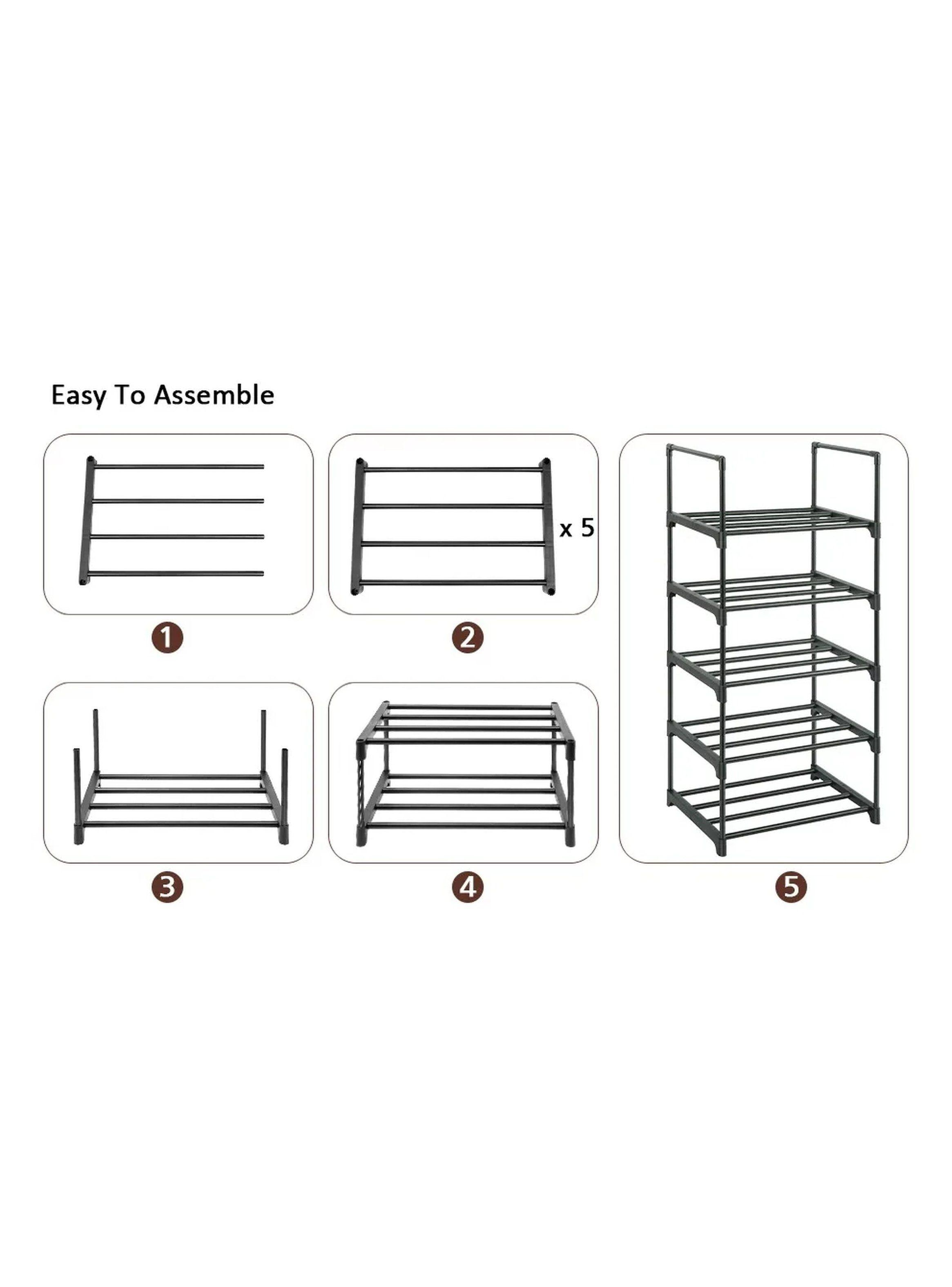 Estantería Organizador De Zapatos 4 Niveles Metal Negro 91x60x28.5 cm-3