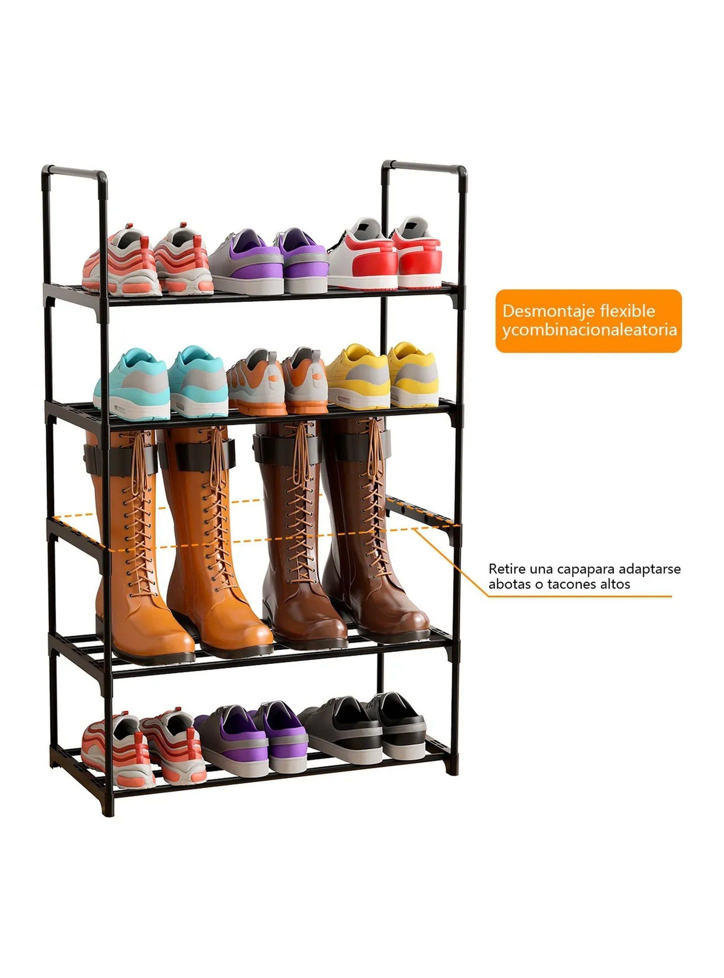 Estantería Organizador De Zapatos 4 Niveles Metal Negro 91x60x28.5 cm-7