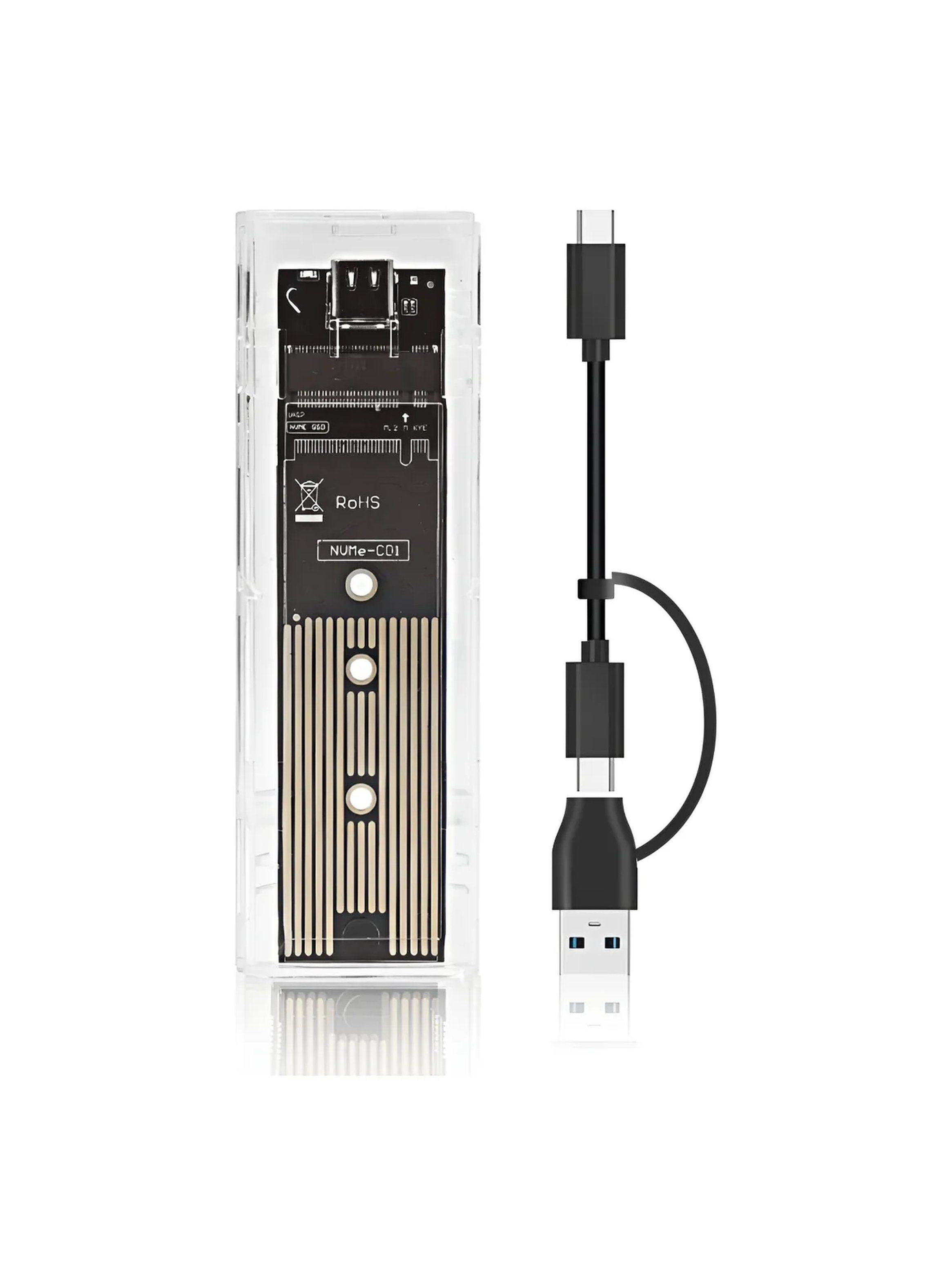 Carcasa SSD M.2 NVMe Transparente USB-C 10Gbps-0