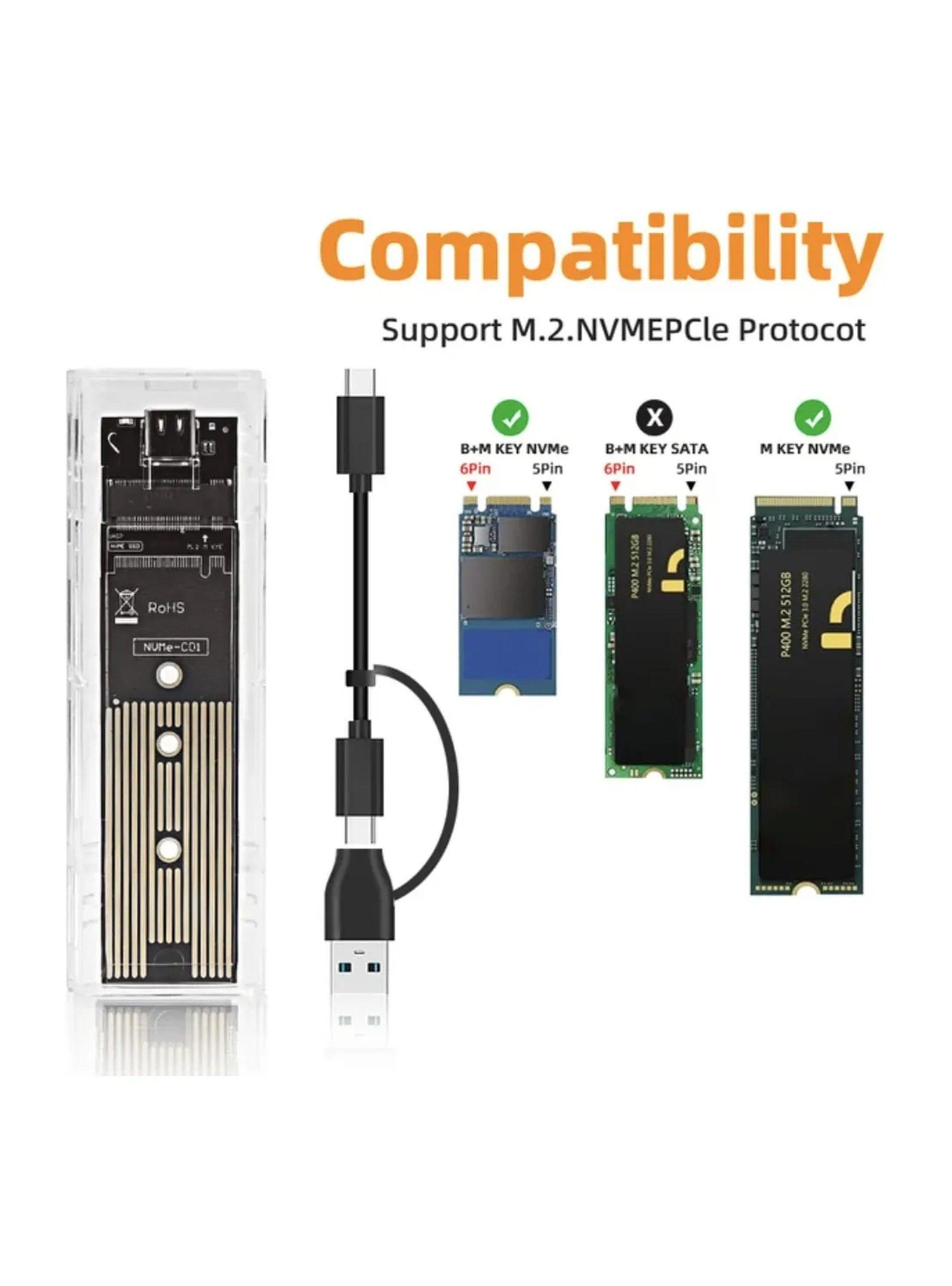 Carcasa SSD M.2 NVMe Transparente USB-C 10Gbps-1