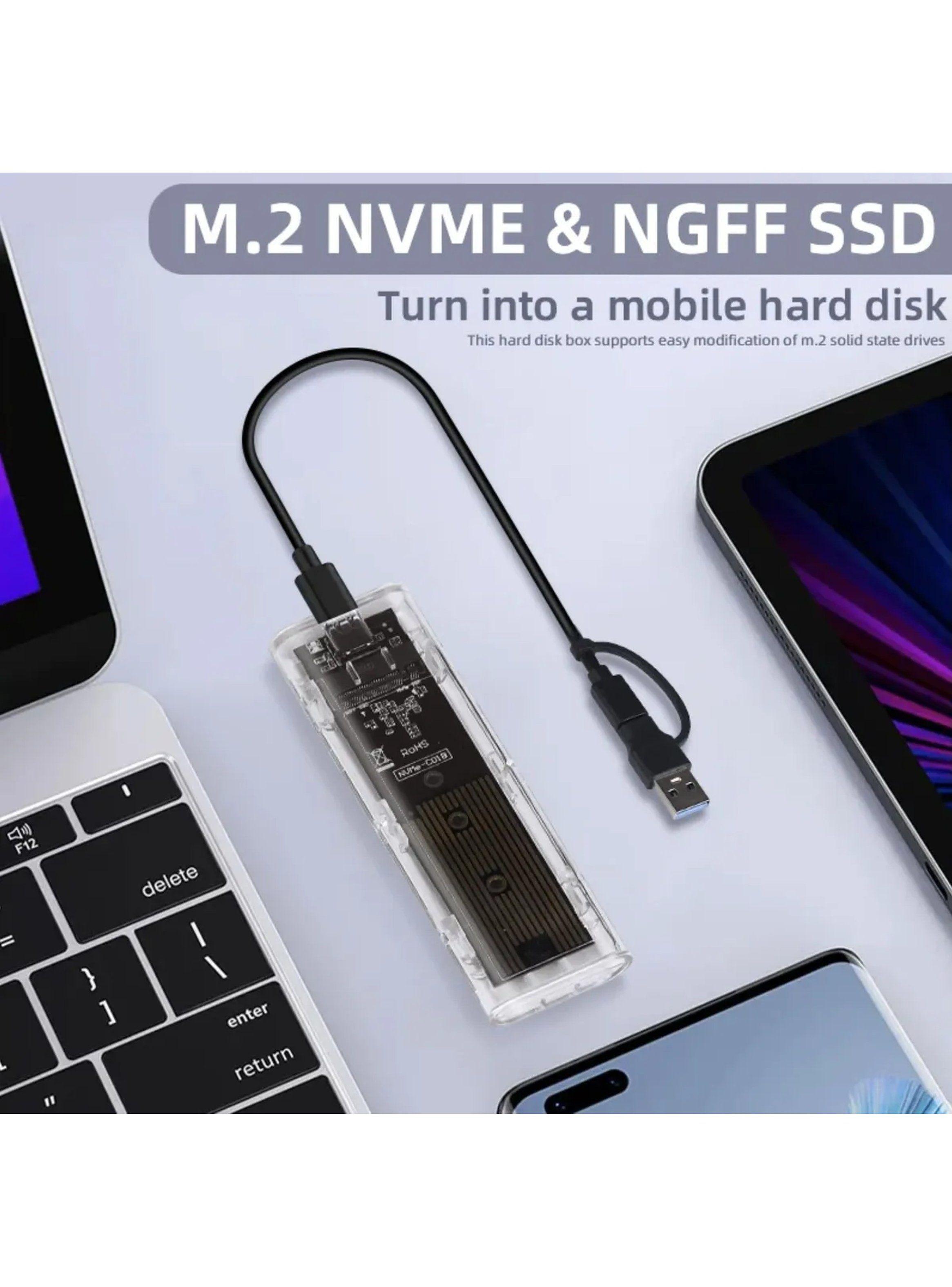 Carcasa SSD M.2 NVMe Transparente USB-C 10Gbps-3