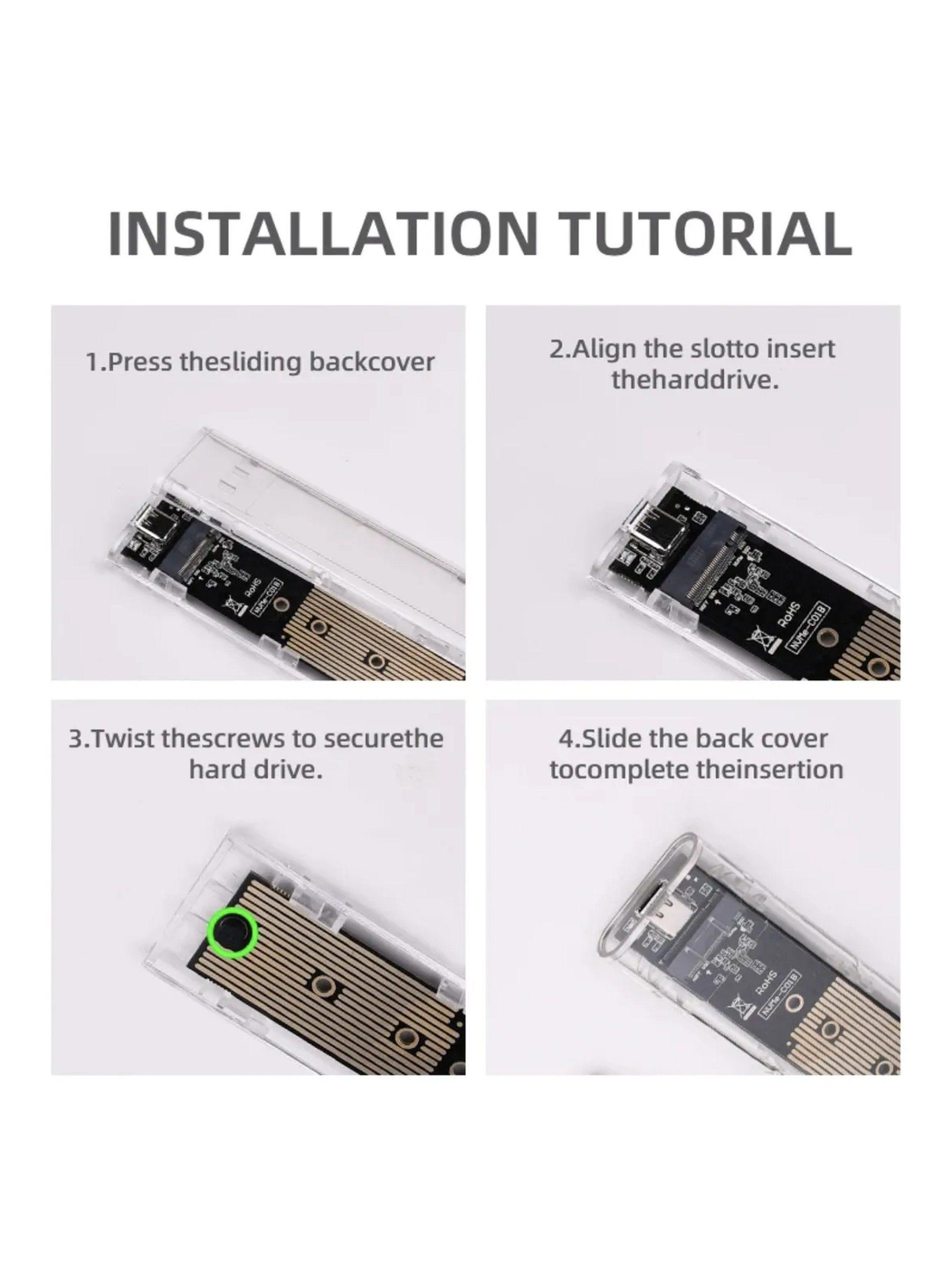 Carcasa SSD M.2 NVMe Transparente USB-C 10Gbps-4