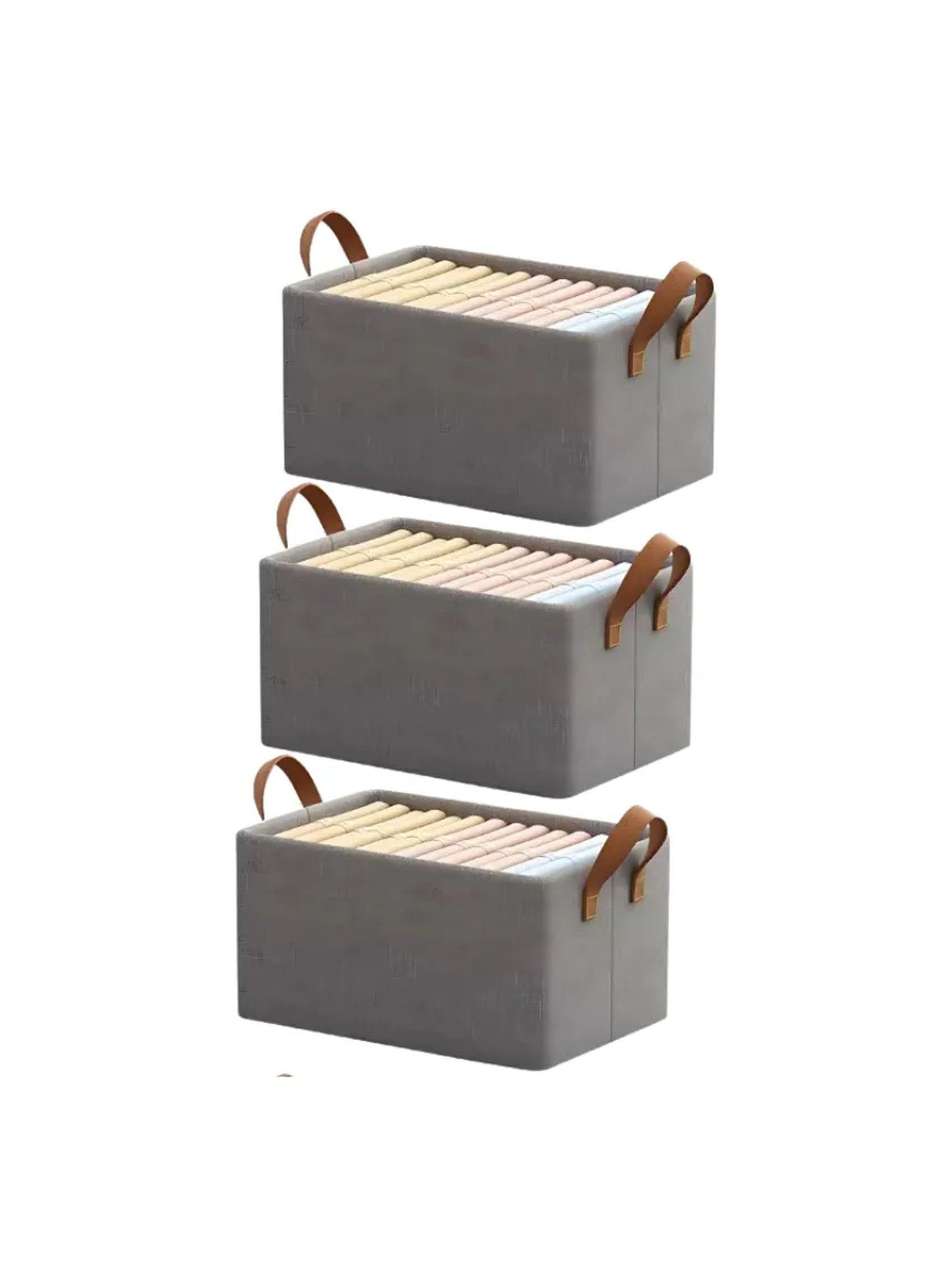 Organizador de Almacenamiento Plegable Tela Gris 47x27x19 cm Asa Reforzada-0