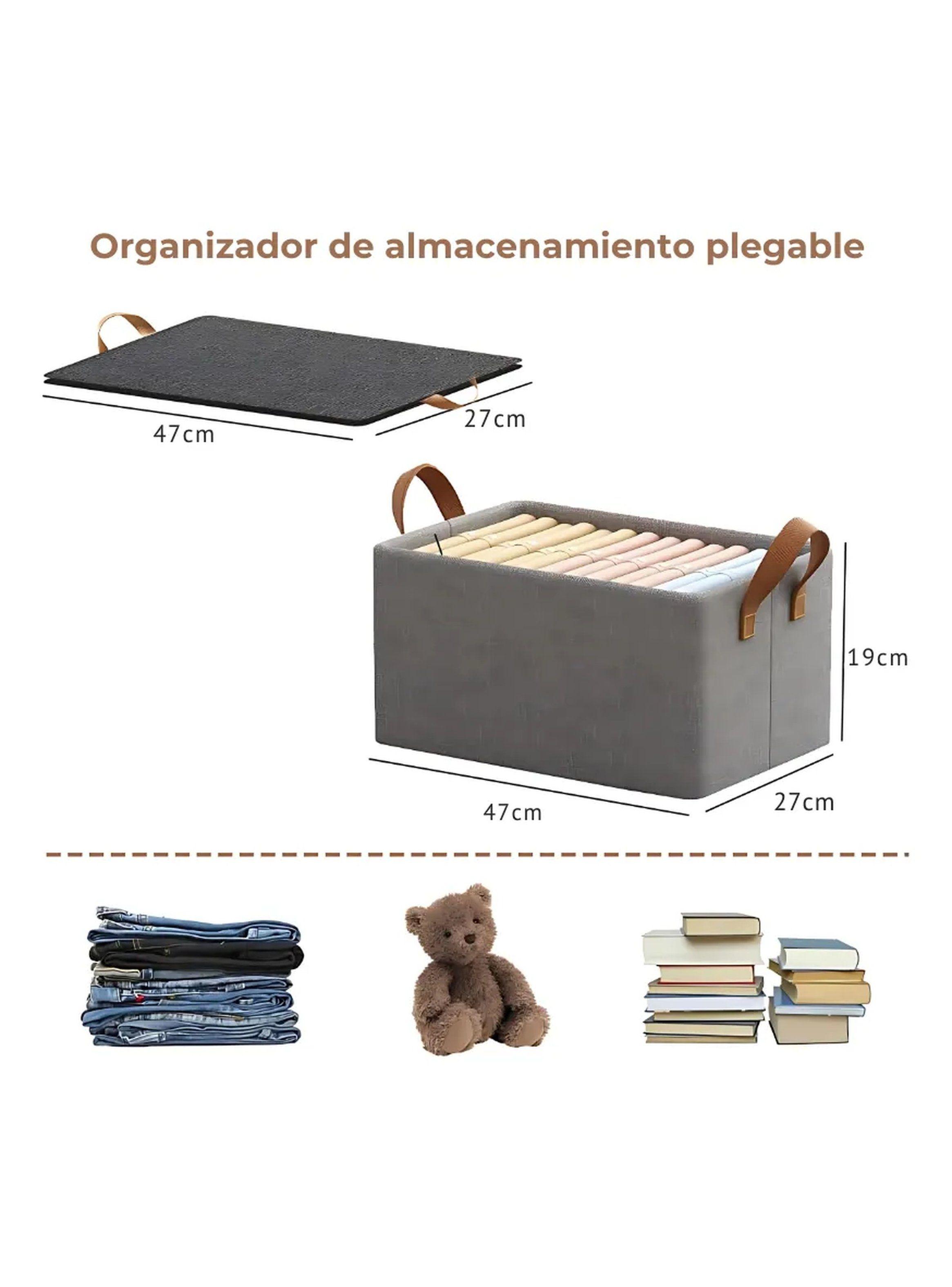 Organizador de Almacenamiento Plegable Tela Gris 47x27x19 cm Asa Reforzada-1
