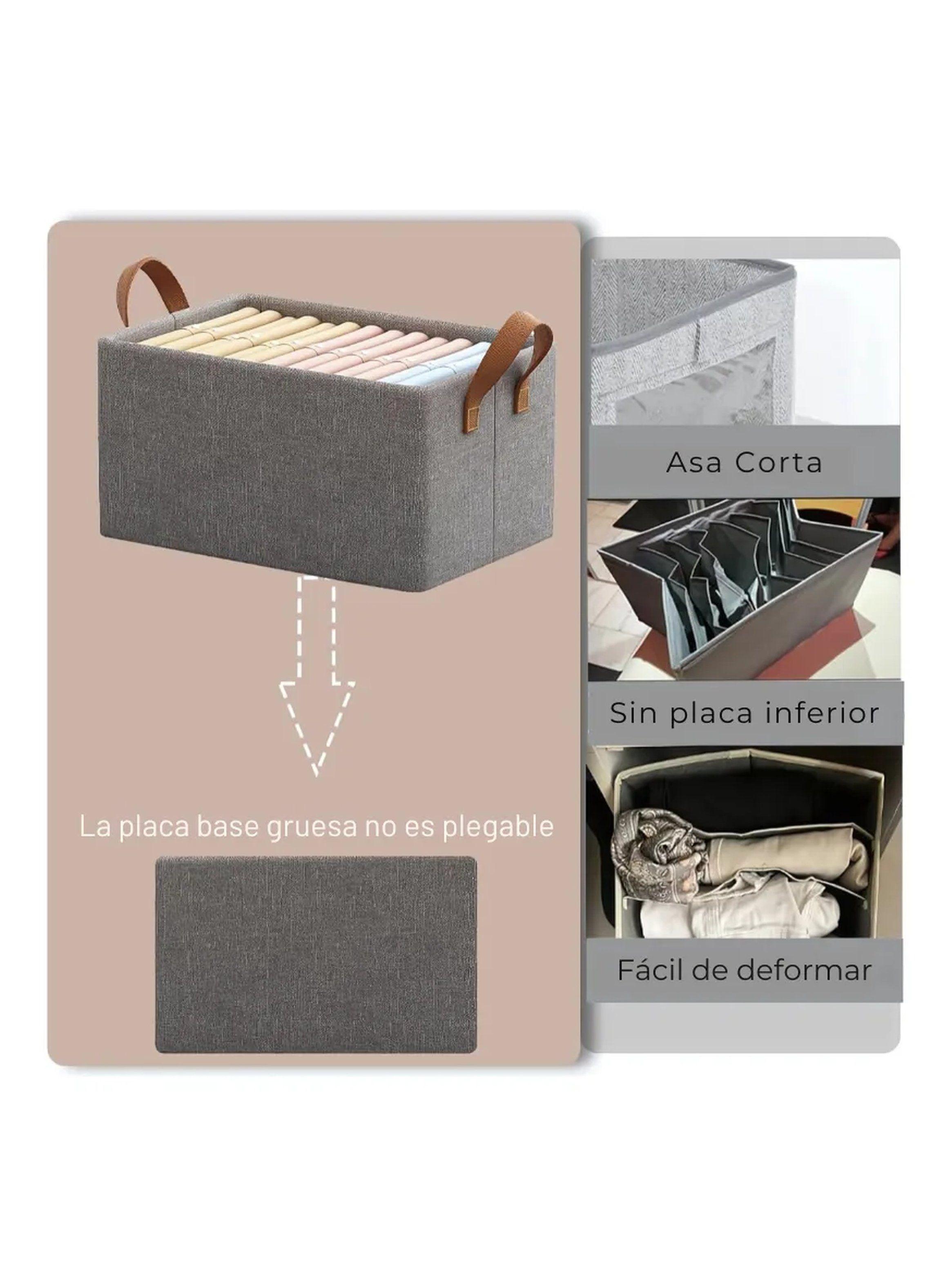 Organizador de Almacenamiento Plegable Tela Gris 47x27x19 cm Asa Reforzada-2