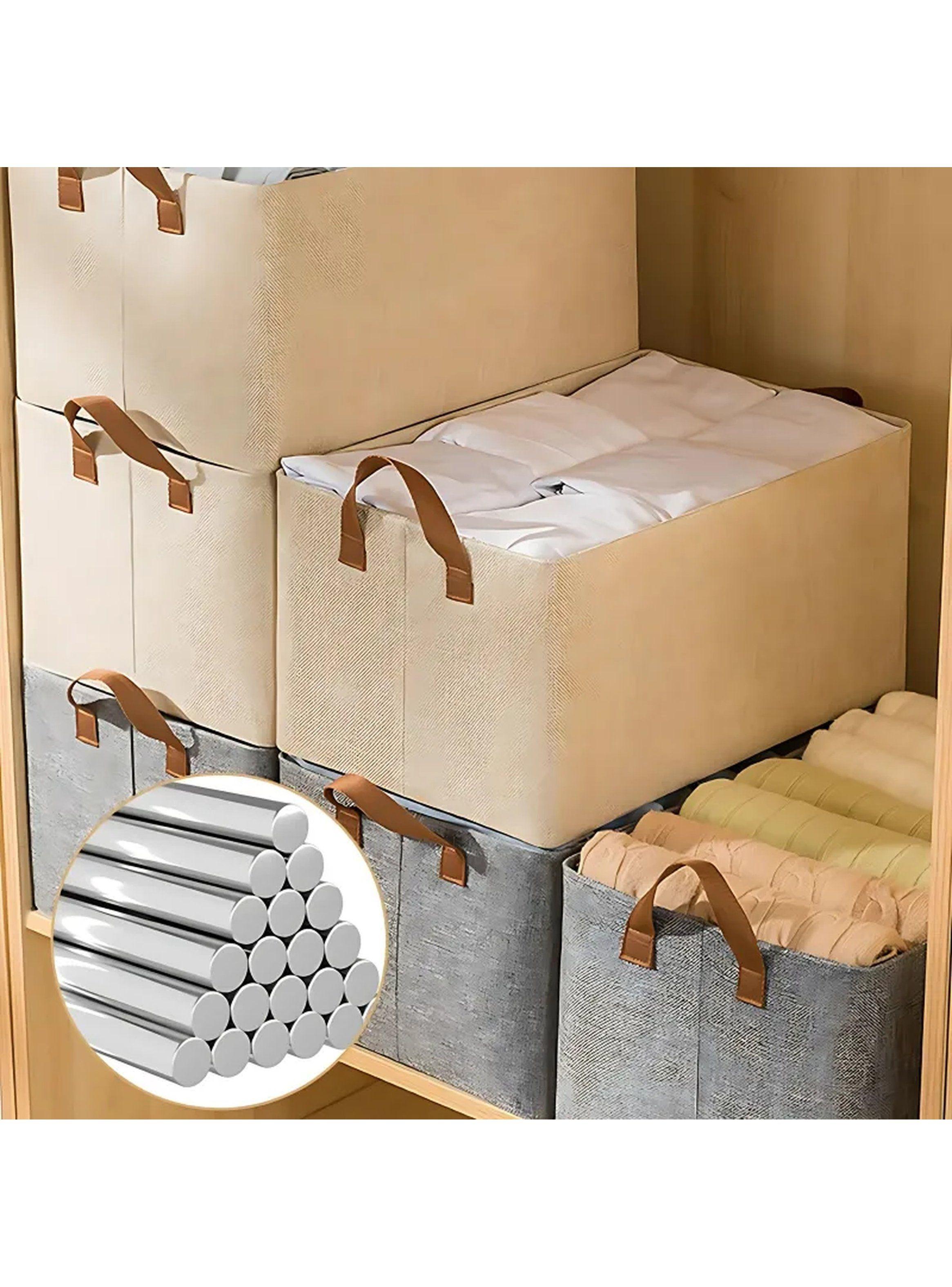 Organizador de Almacenamiento Plegable Tela Gris 47x27x19 cm Asa Reforzada-6