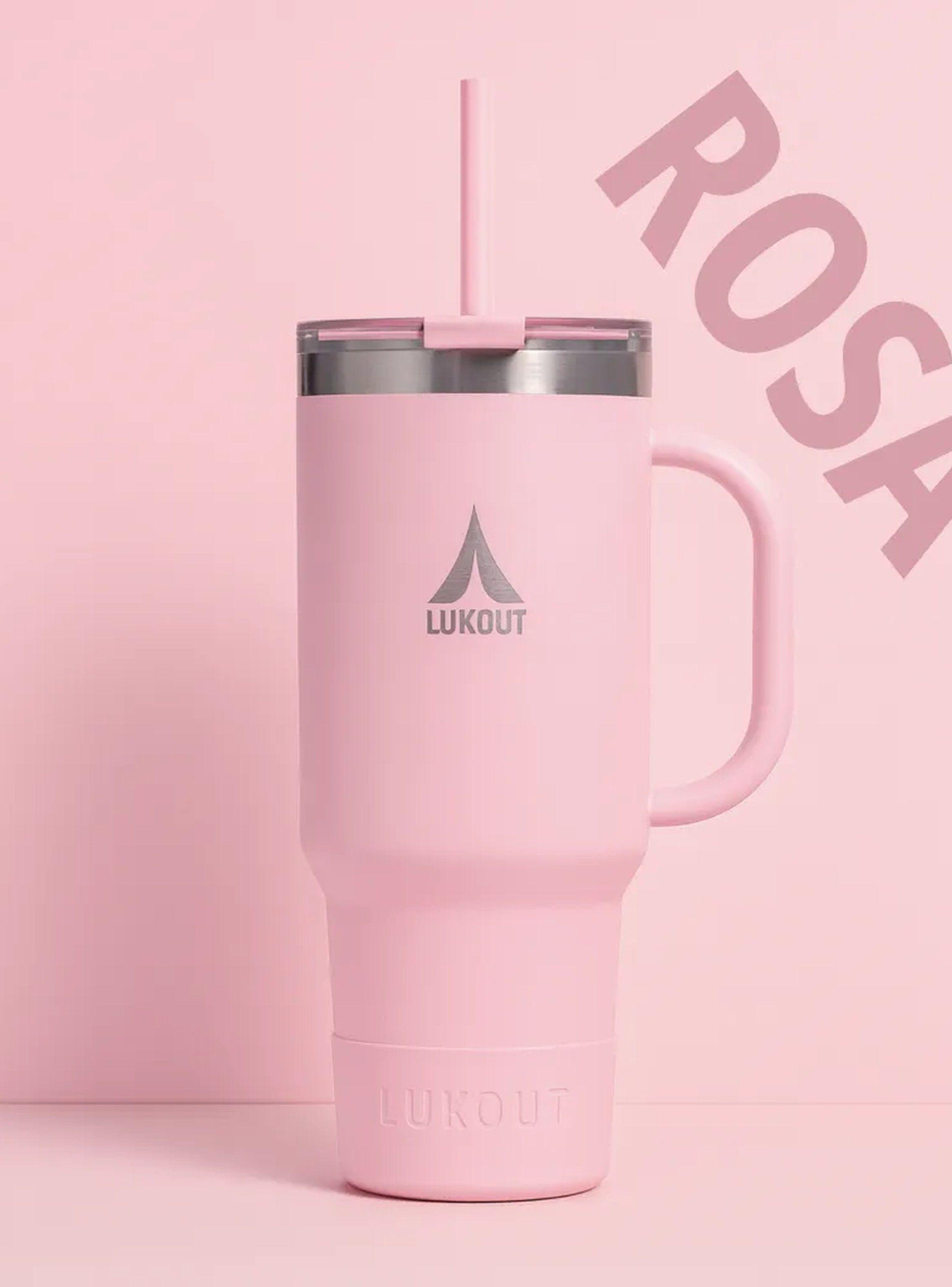Travel Tumbler 1L Acero Inoxidable Rosa Pastel Con Pajilla-4