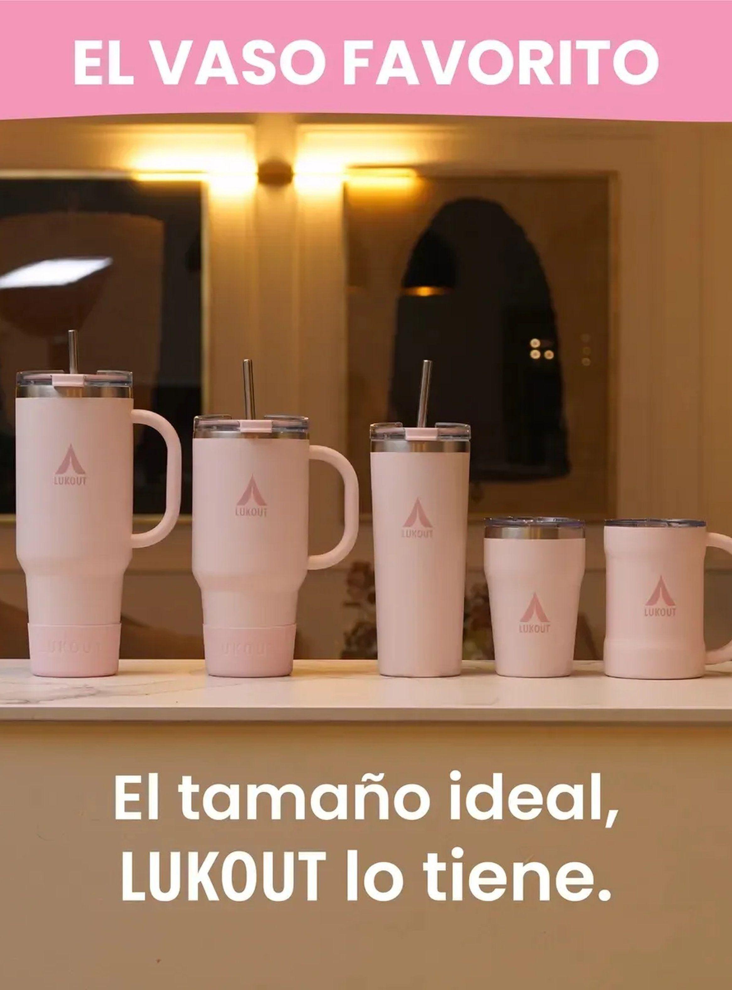 Travel Tumbler 1L Acero Inoxidable Rosa Pastel Con Pajilla-5