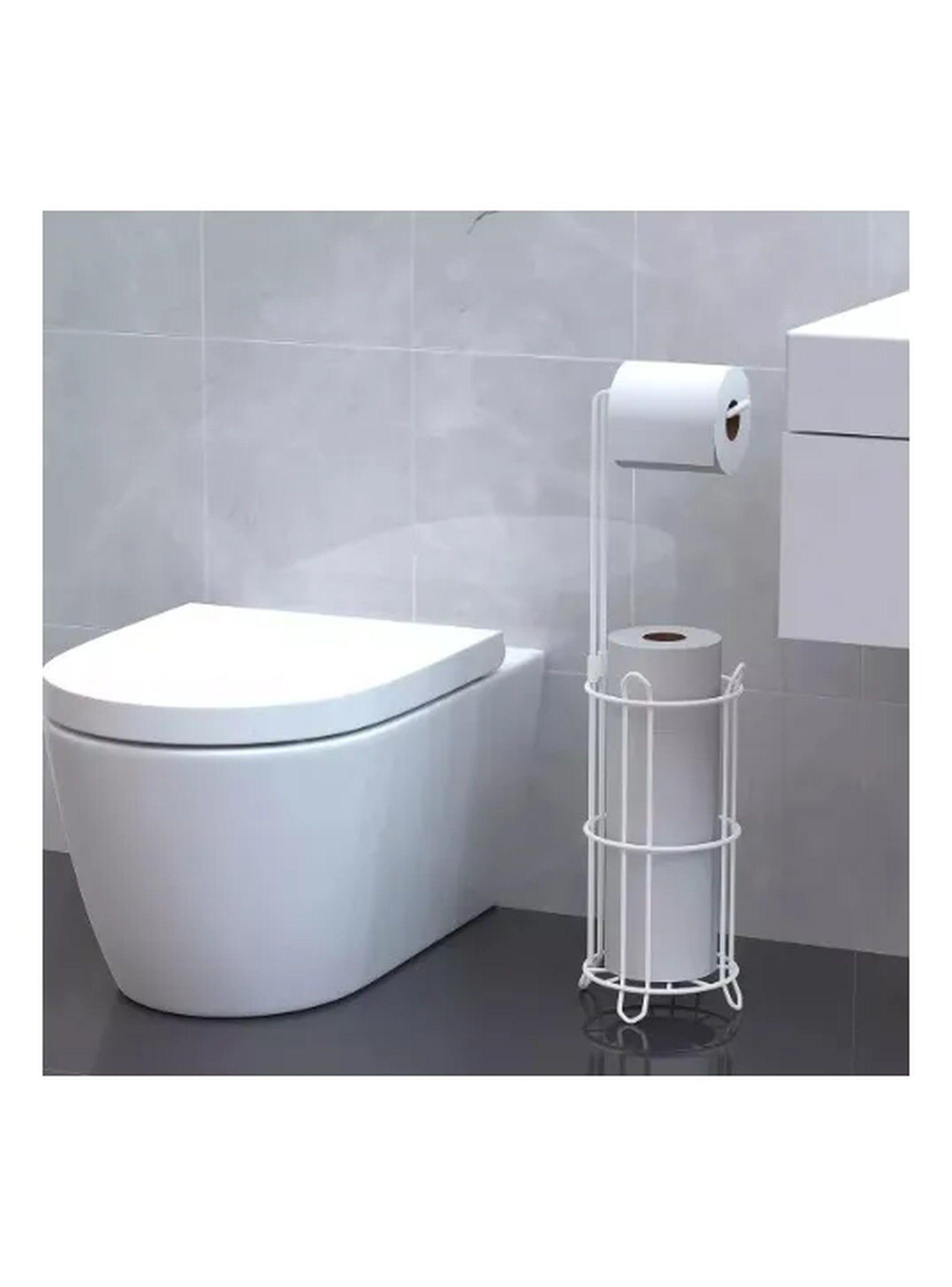 Soporte de Papel Higiénico Vertical Metal Blanco Portarrollos-1