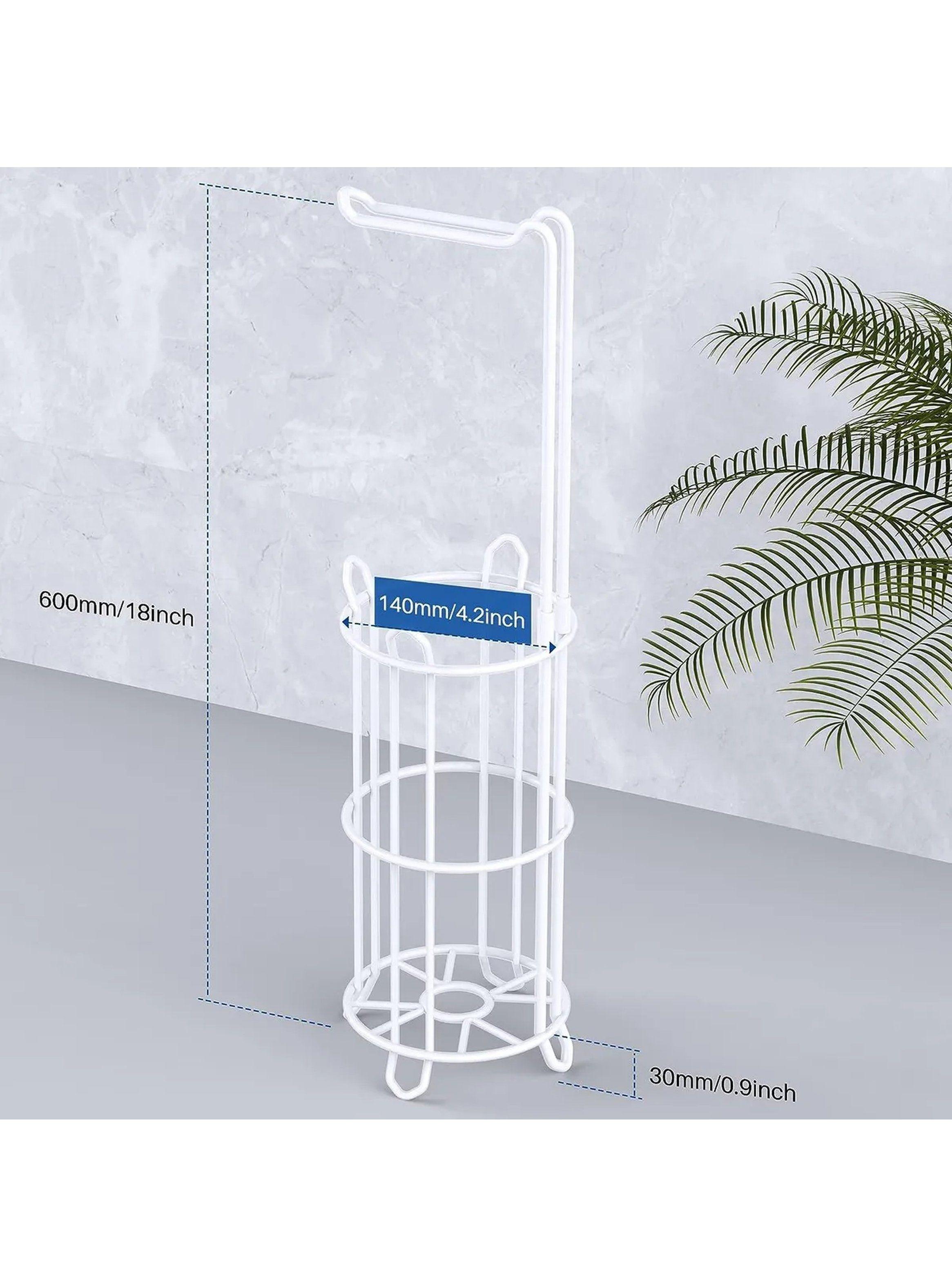 Soporte de Papel Higiénico Vertical Metal Blanco Portarrollos-2