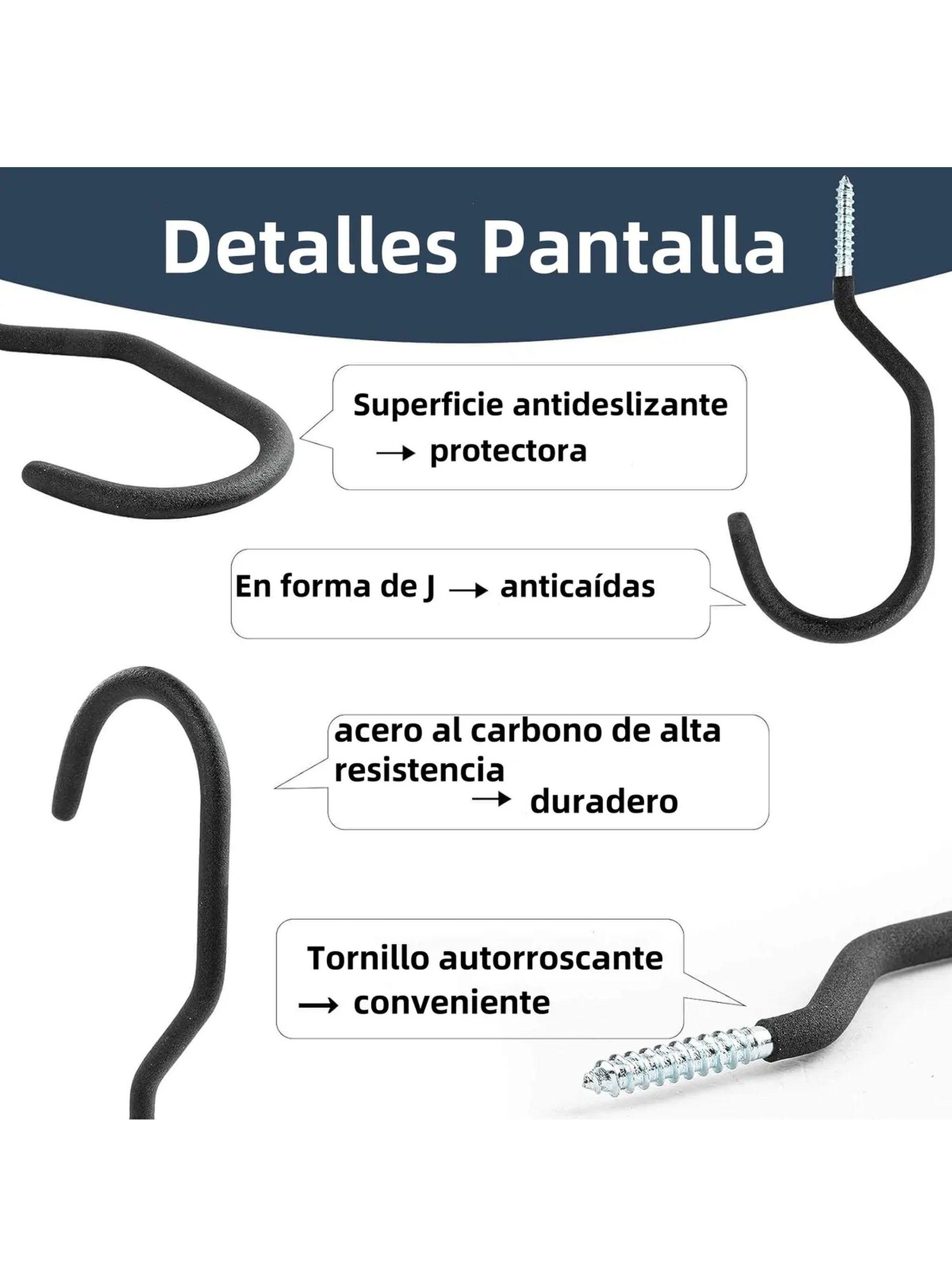 Ganchos de Pared Acero Revestidos Antideslizantes 10 Piezas-3