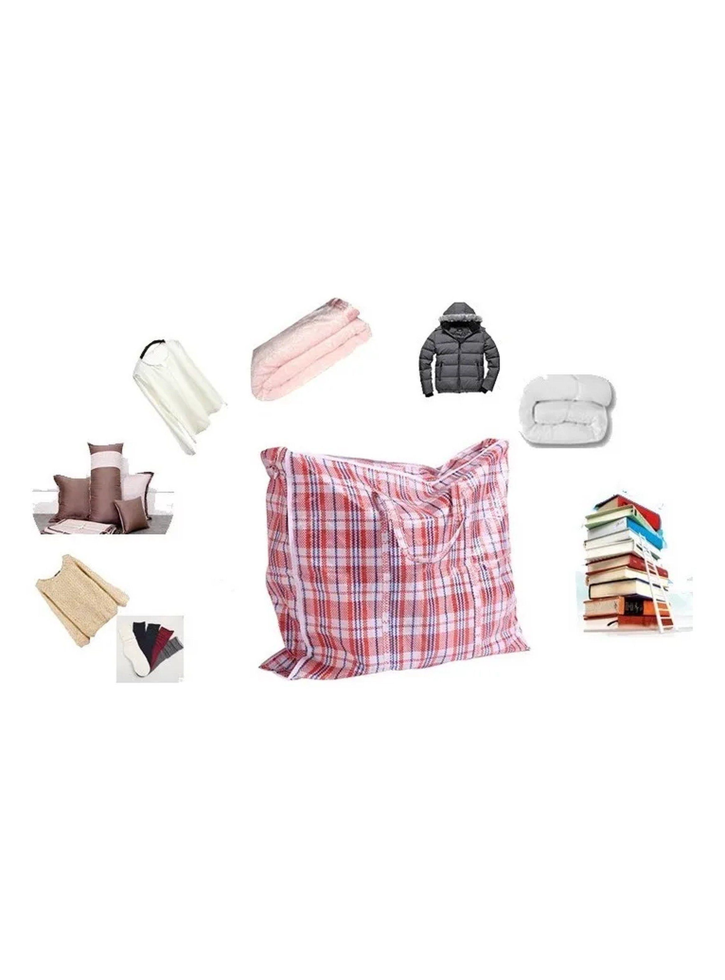 Bolsa de Almacenamiento Grande Tela Resistente Asa Reforzada Multicolor-2
