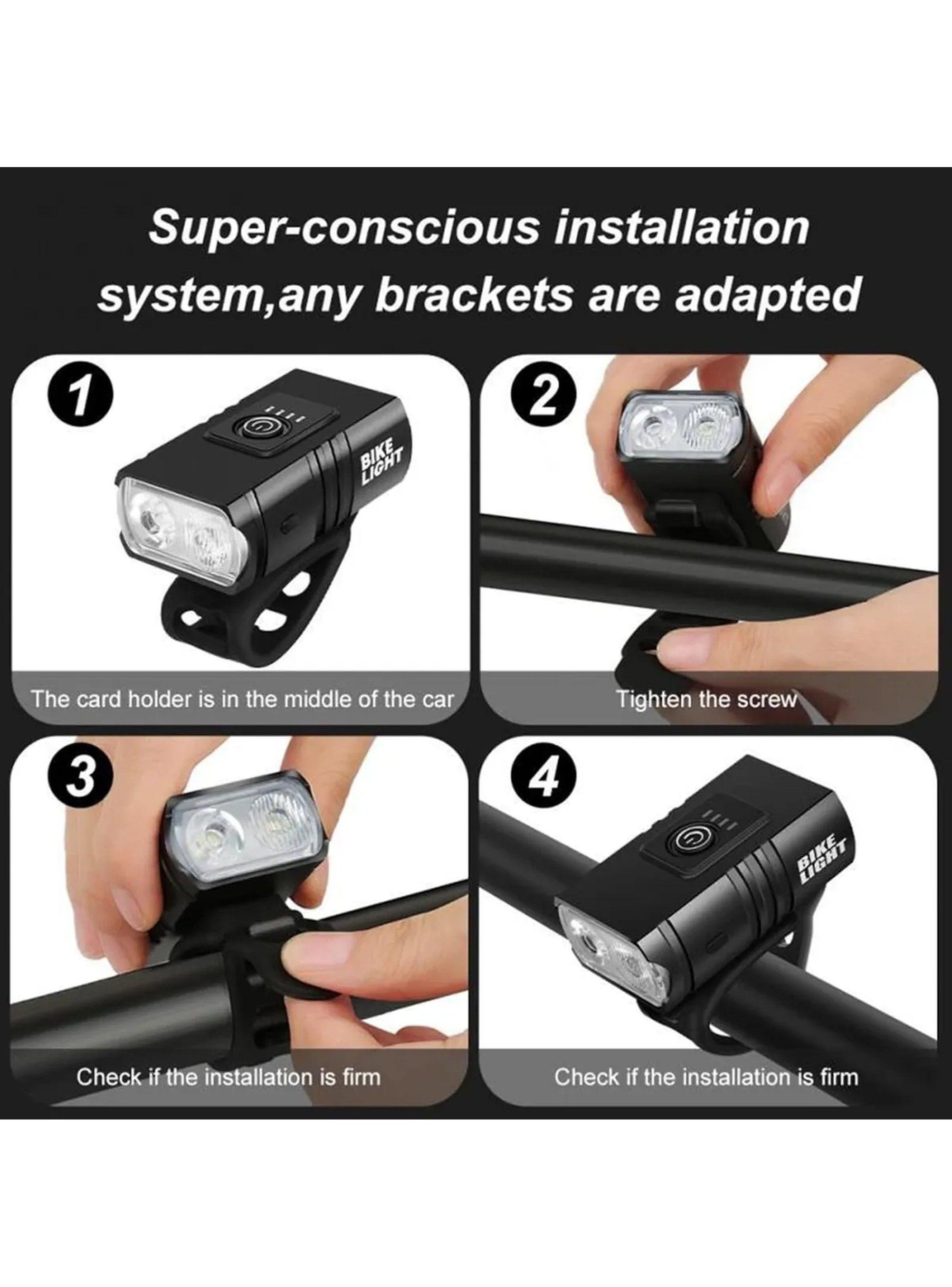 Luz Delantera Para Bicicleta IPX5 Recargable LED Ajustable-7