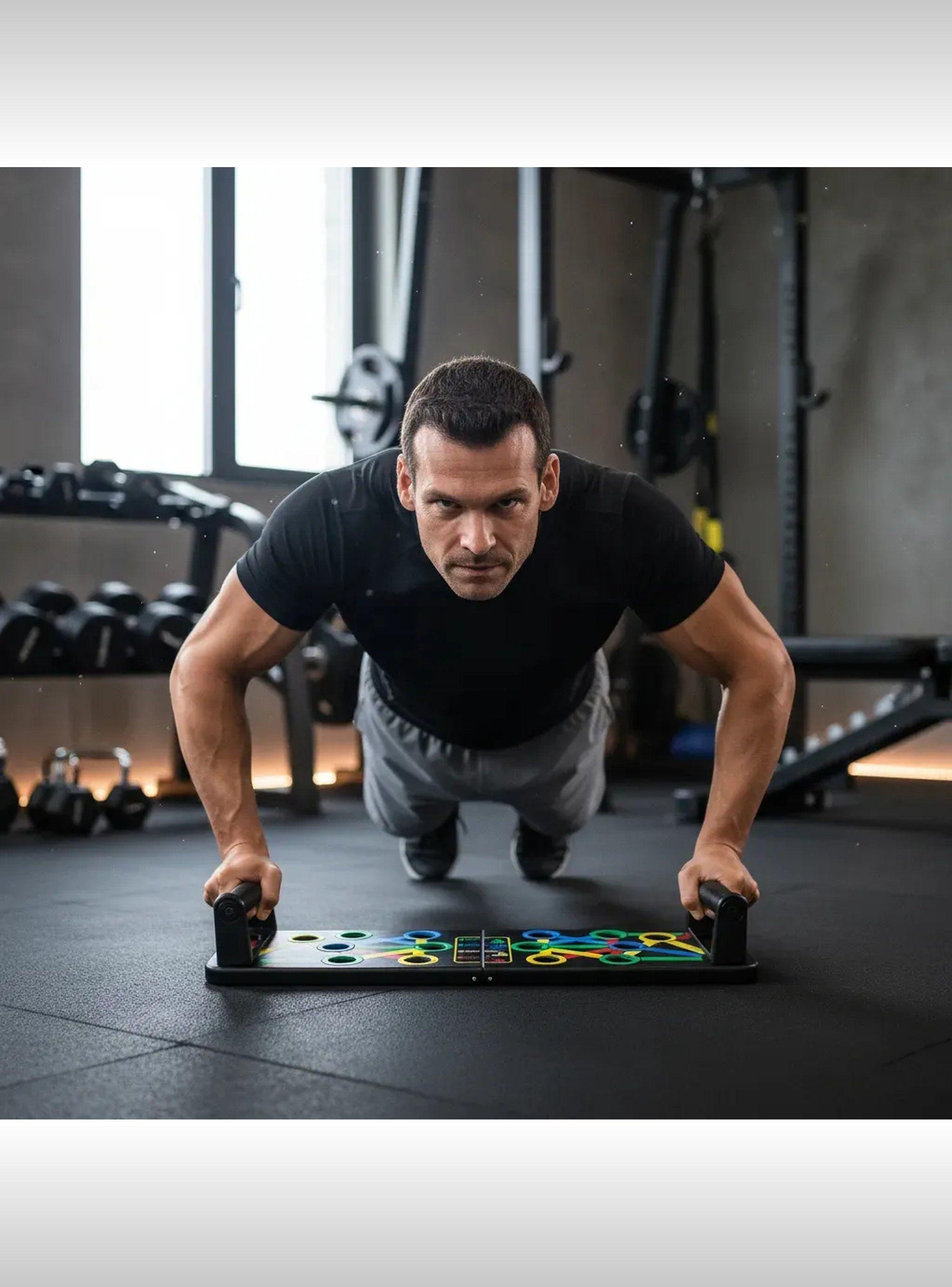 Tablero de Ejercicio de Flexiones Multifuncional Plegable con Agarraderas-2