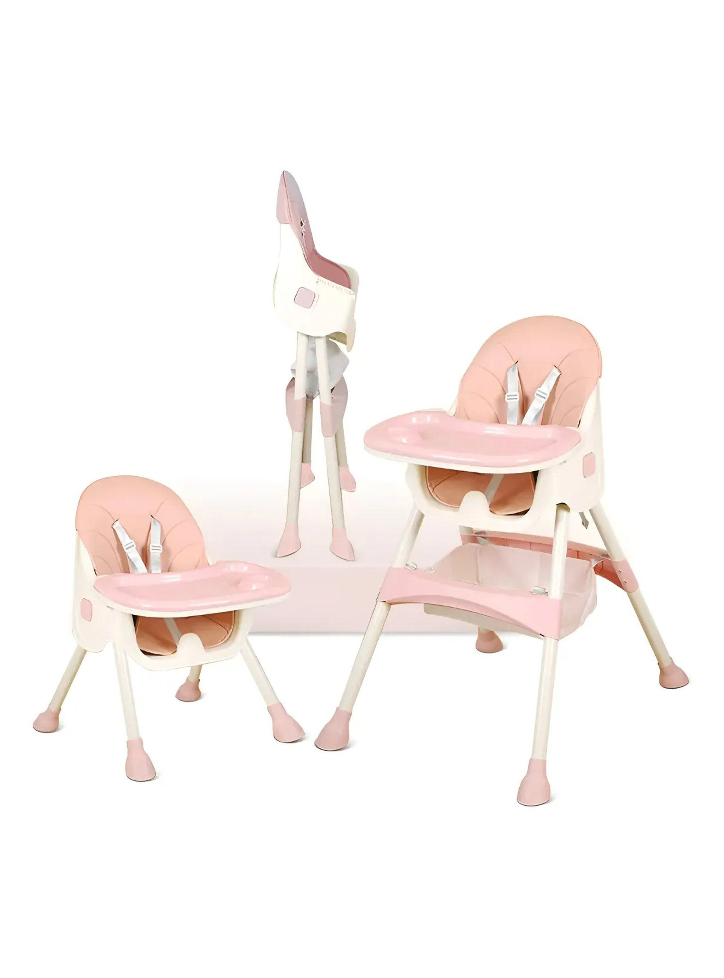 Silla de Comer para Bebés Altura Ajustable Rosa BPA Libre-0