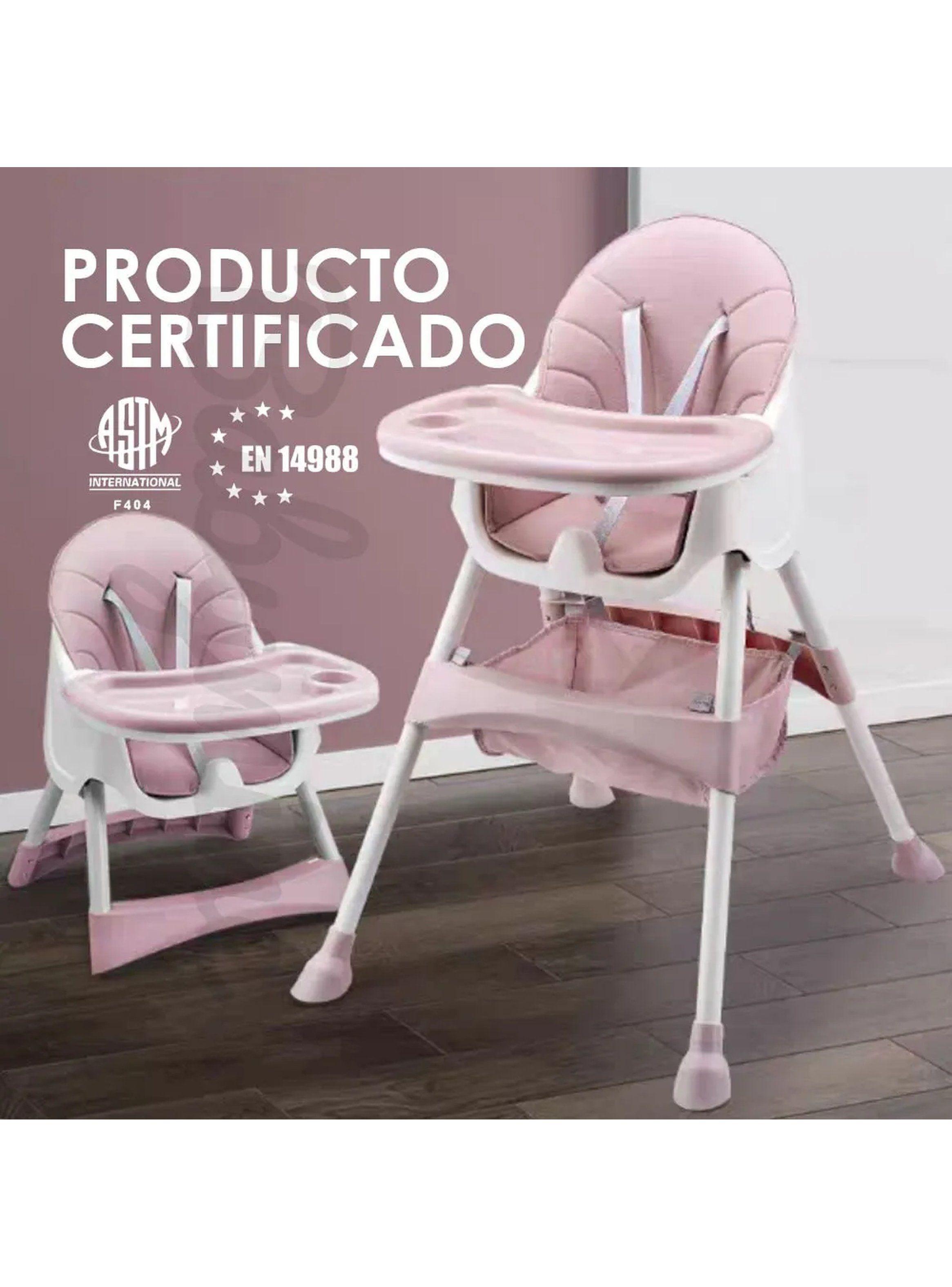Silla de Comer para Bebés Altura Ajustable Rosa BPA Libre-1