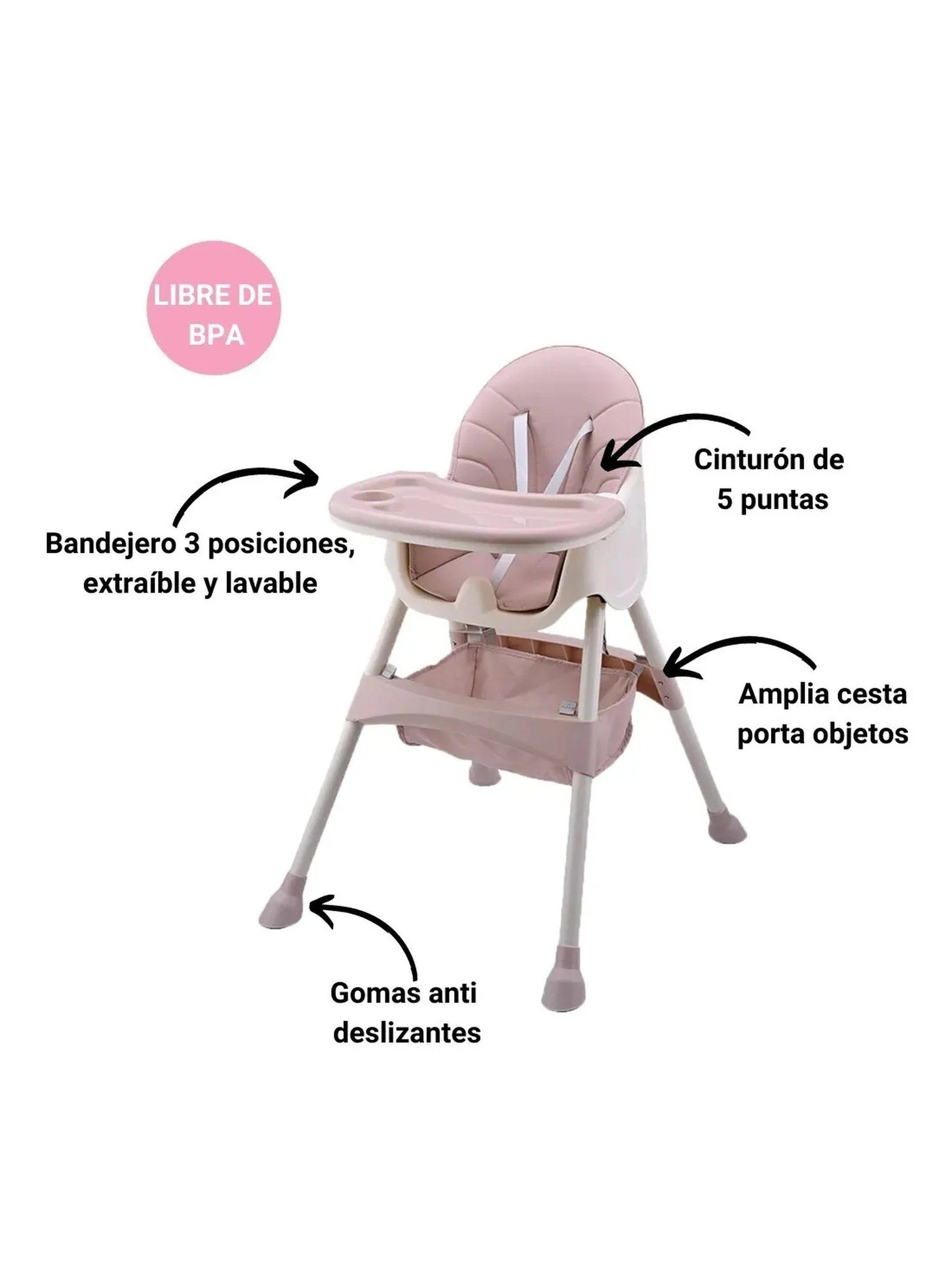 Silla de Comer para Bebés Altura Ajustable Rosa BPA Libre-2