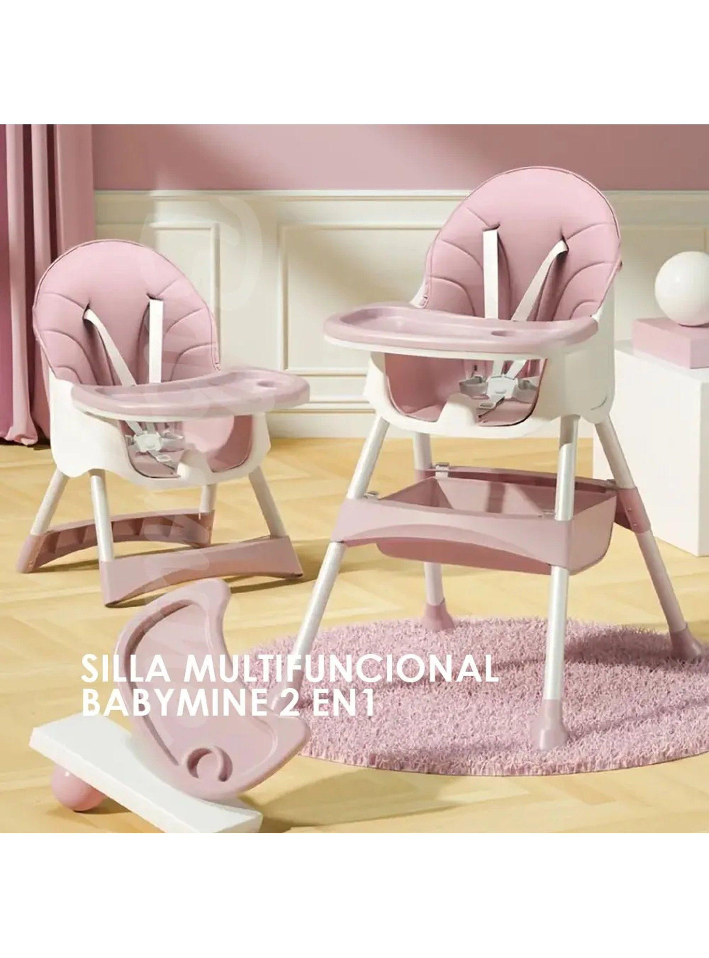Silla de Comer para Bebés Altura Ajustable Rosa BPA Libre-5