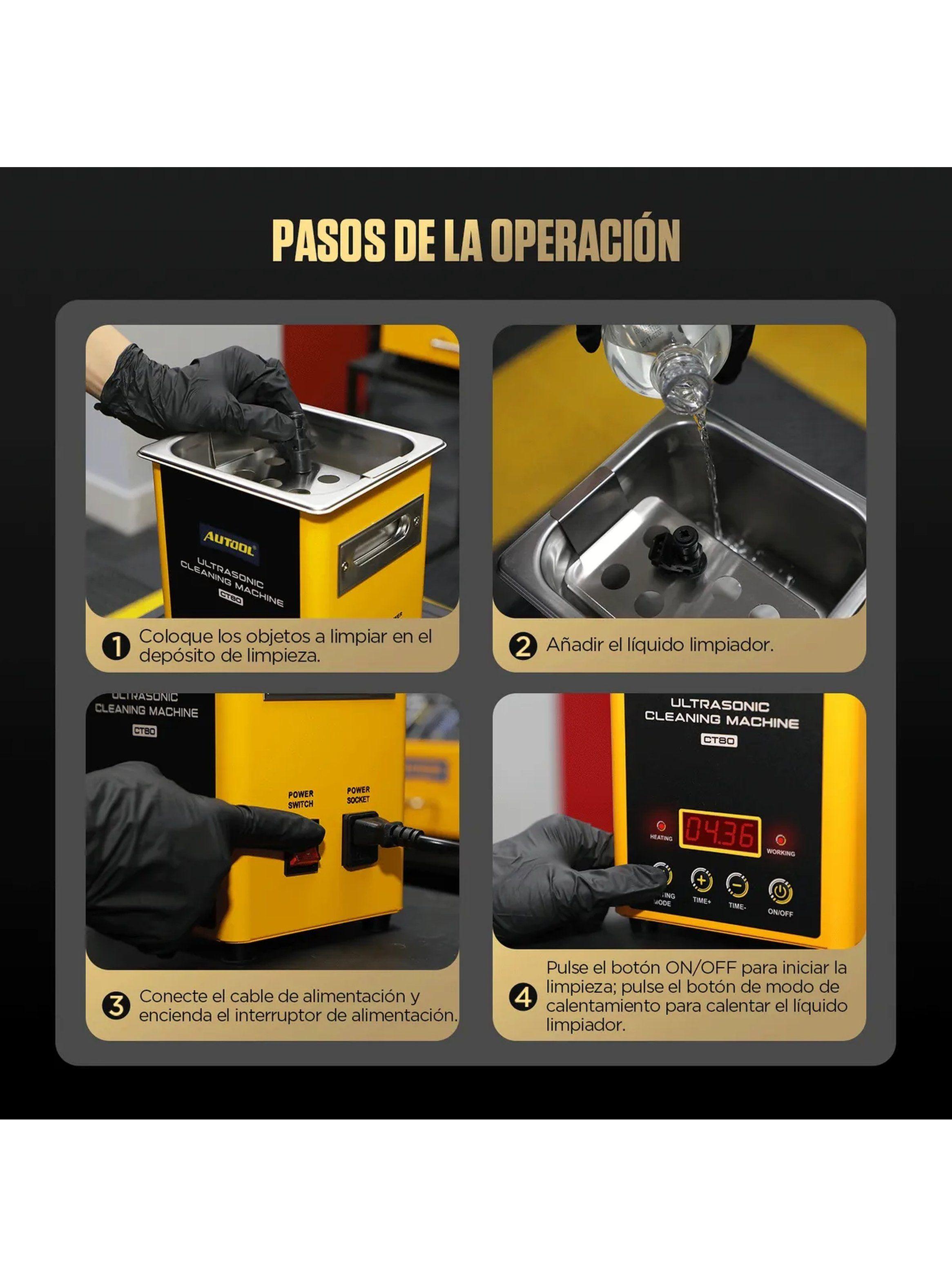 Máquina de Limpieza por Ultrasonidos Acero Inoxidable 1700ml | Calefacción hasta 50°C-9