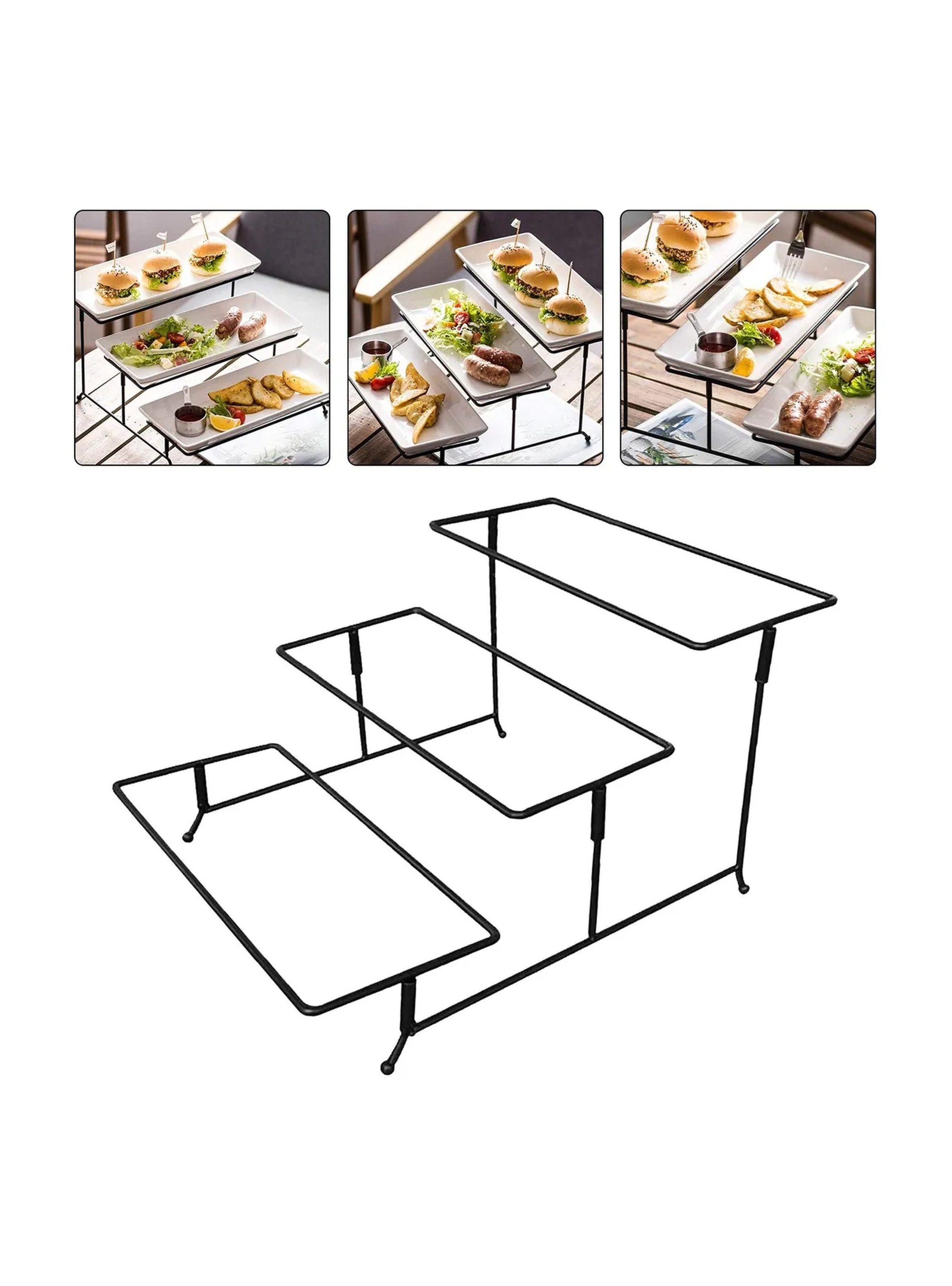 Soporte Exhibidor de Metal Negro 3 Niveles Rectangular-0