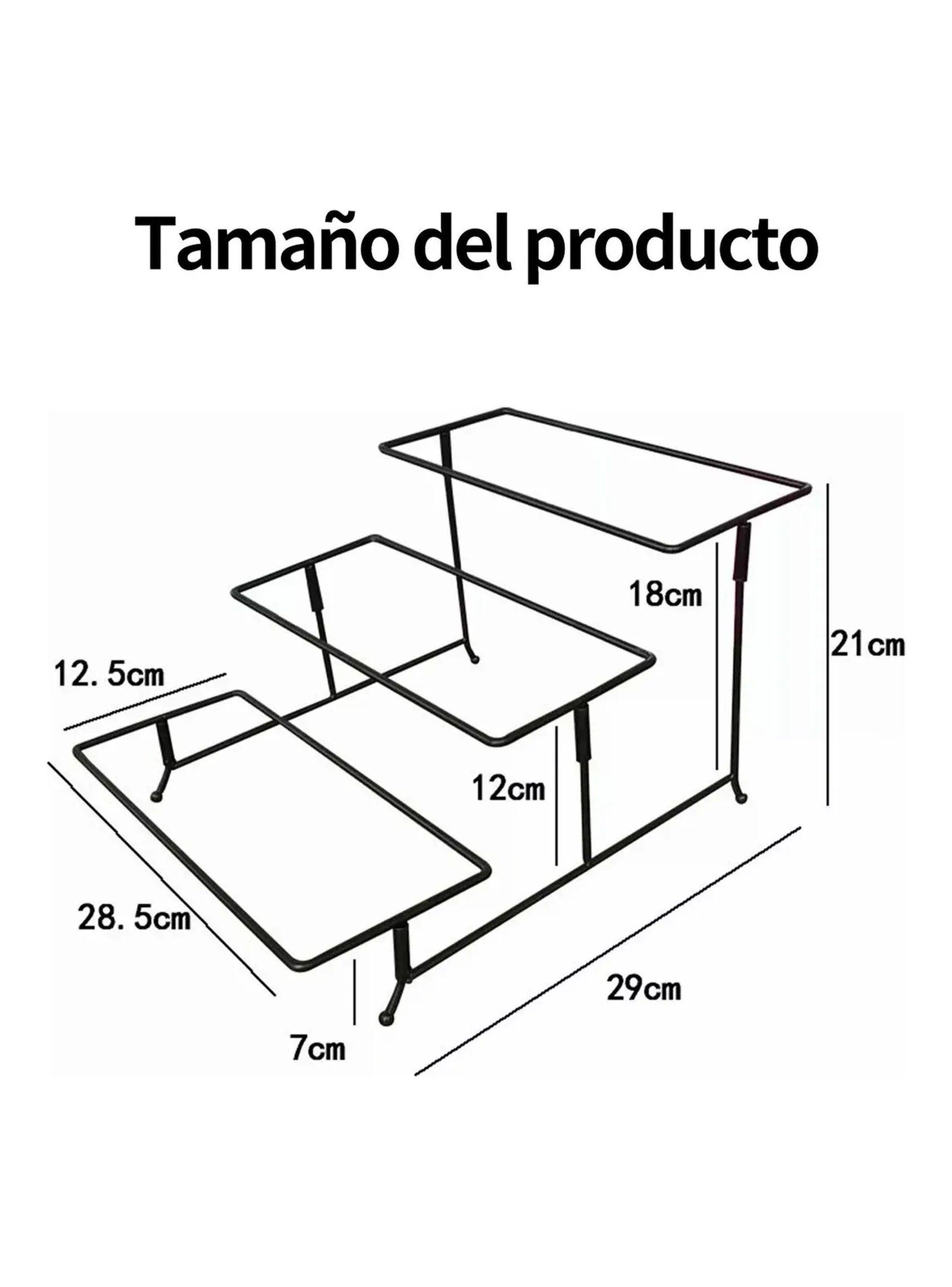 Soporte Exhibidor de Metal Negro 3 Niveles Rectangular-1