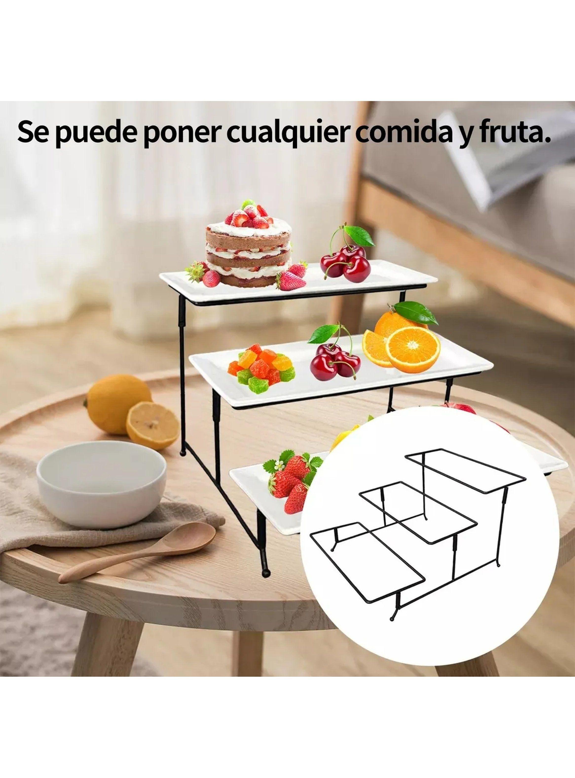 Soporte Exhibidor de Metal Negro 3 Niveles Rectangular-2