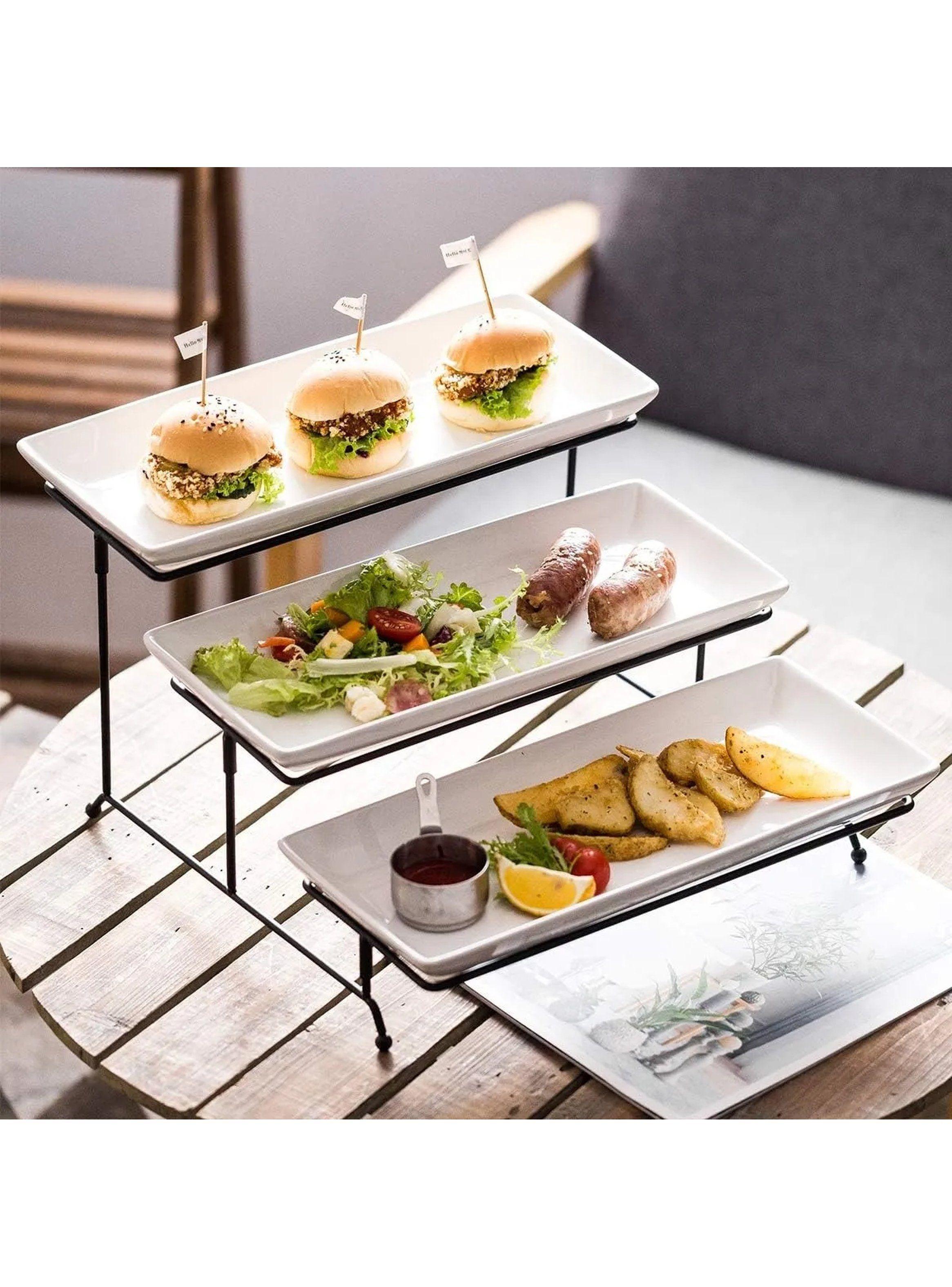 Soporte Exhibidor de Metal Negro 3 Niveles Rectangular-5