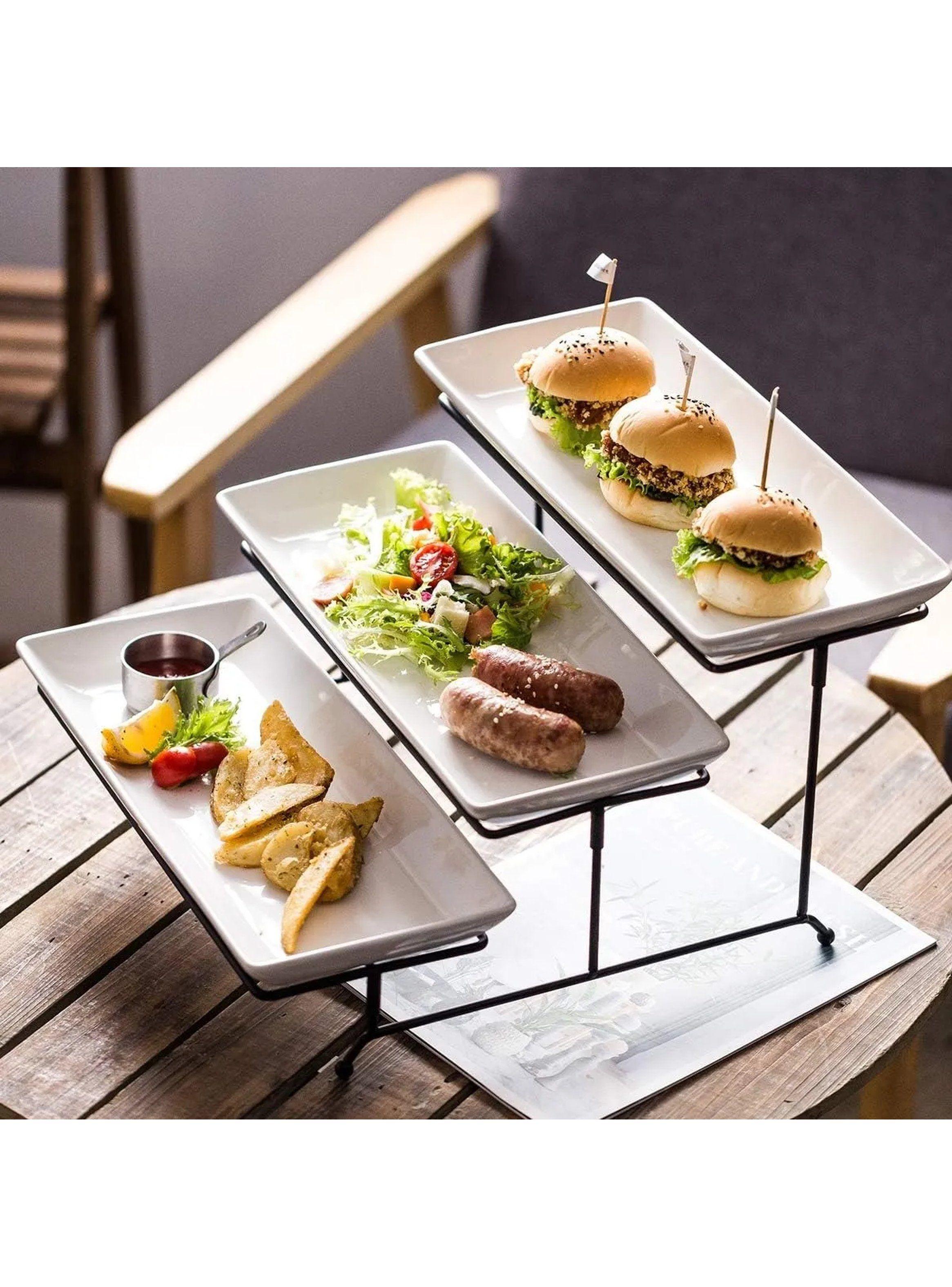 Soporte Exhibidor de Metal Negro 3 Niveles Rectangular-6