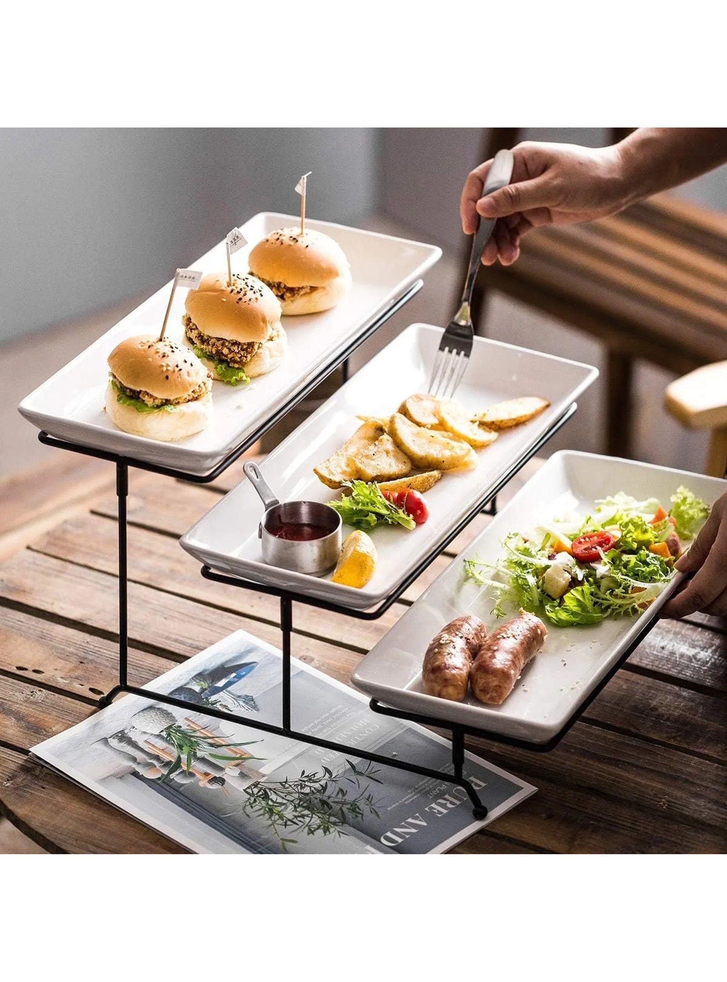 Soporte Exhibidor de Metal Negro 3 Niveles Rectangular-7