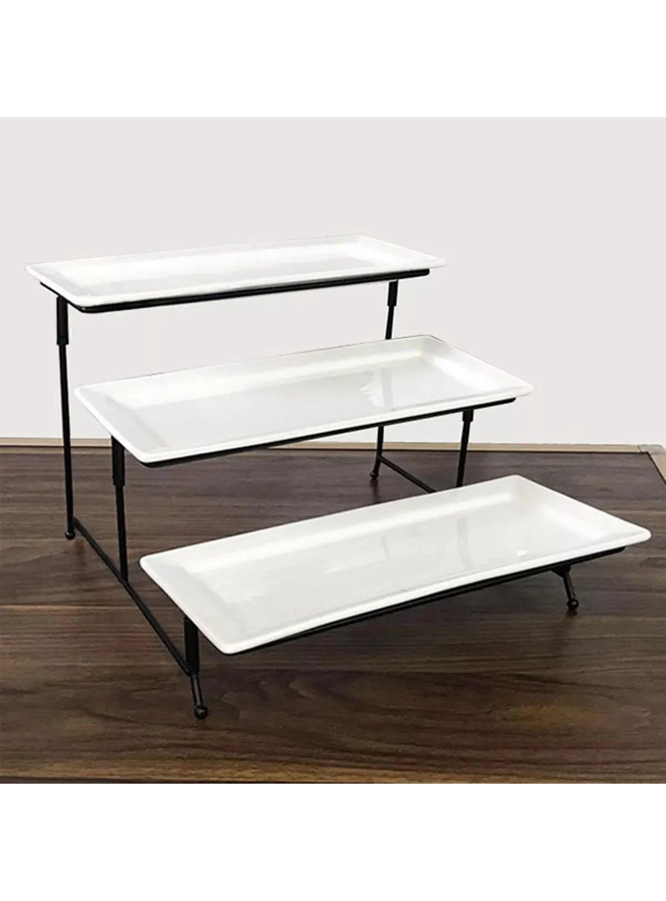 Soporte Exhibidor de Metal Negro 3 Niveles Rectangular-8
