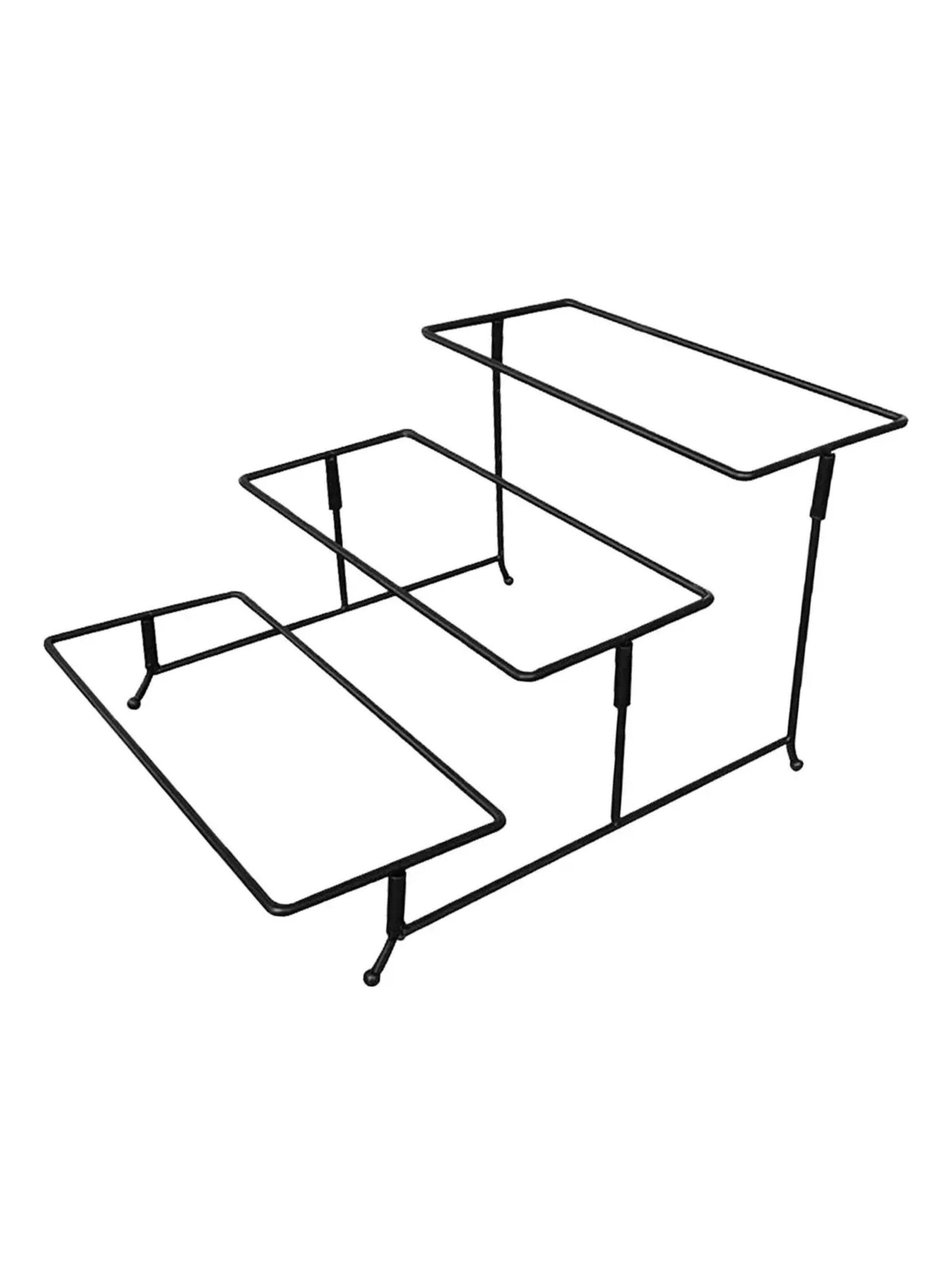 Soporte Exhibidor de Metal Negro 3 Niveles Rectangular-9