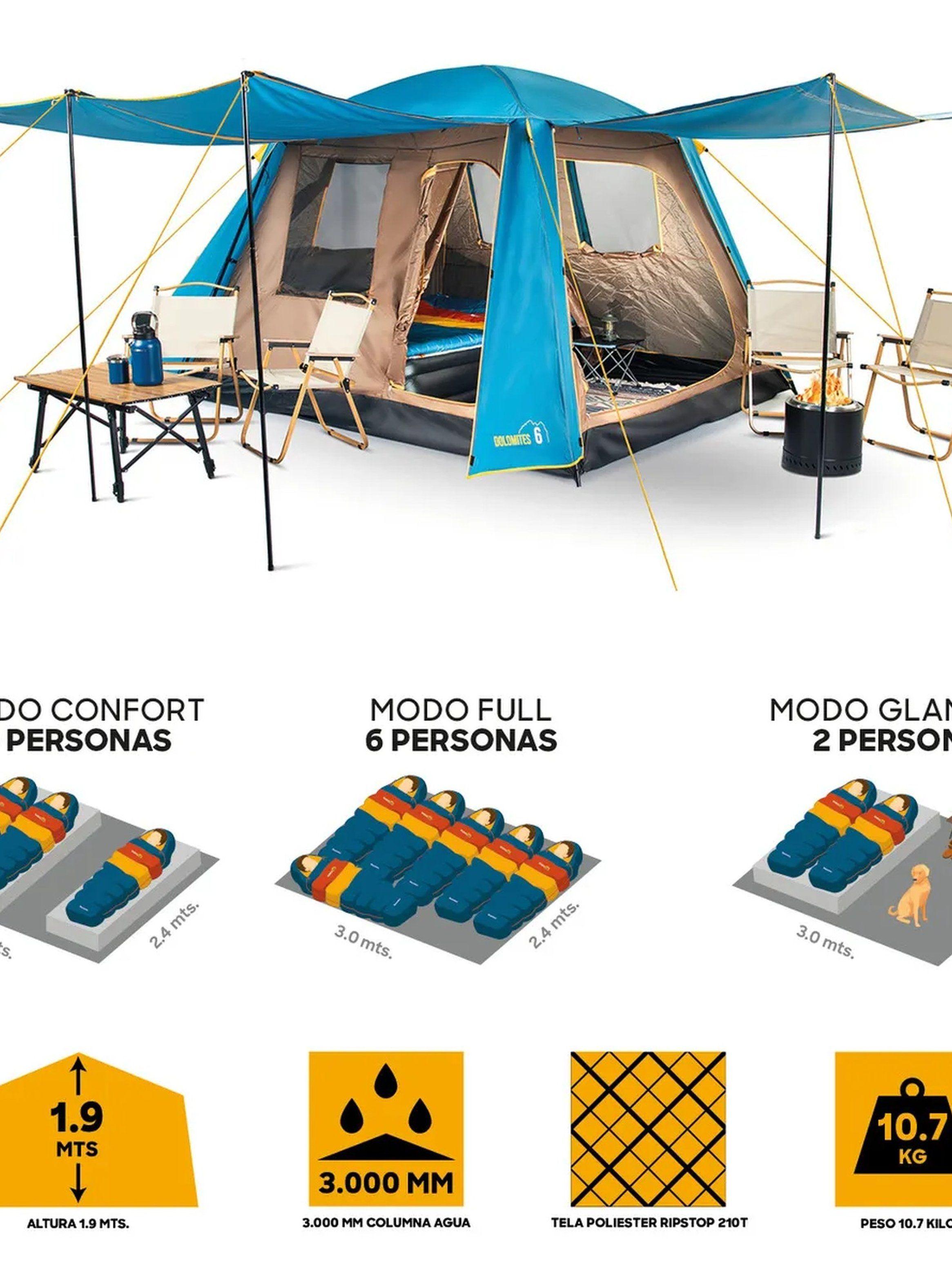 Carpa Familiar 8 Personas Impermeable Paneles UV-4