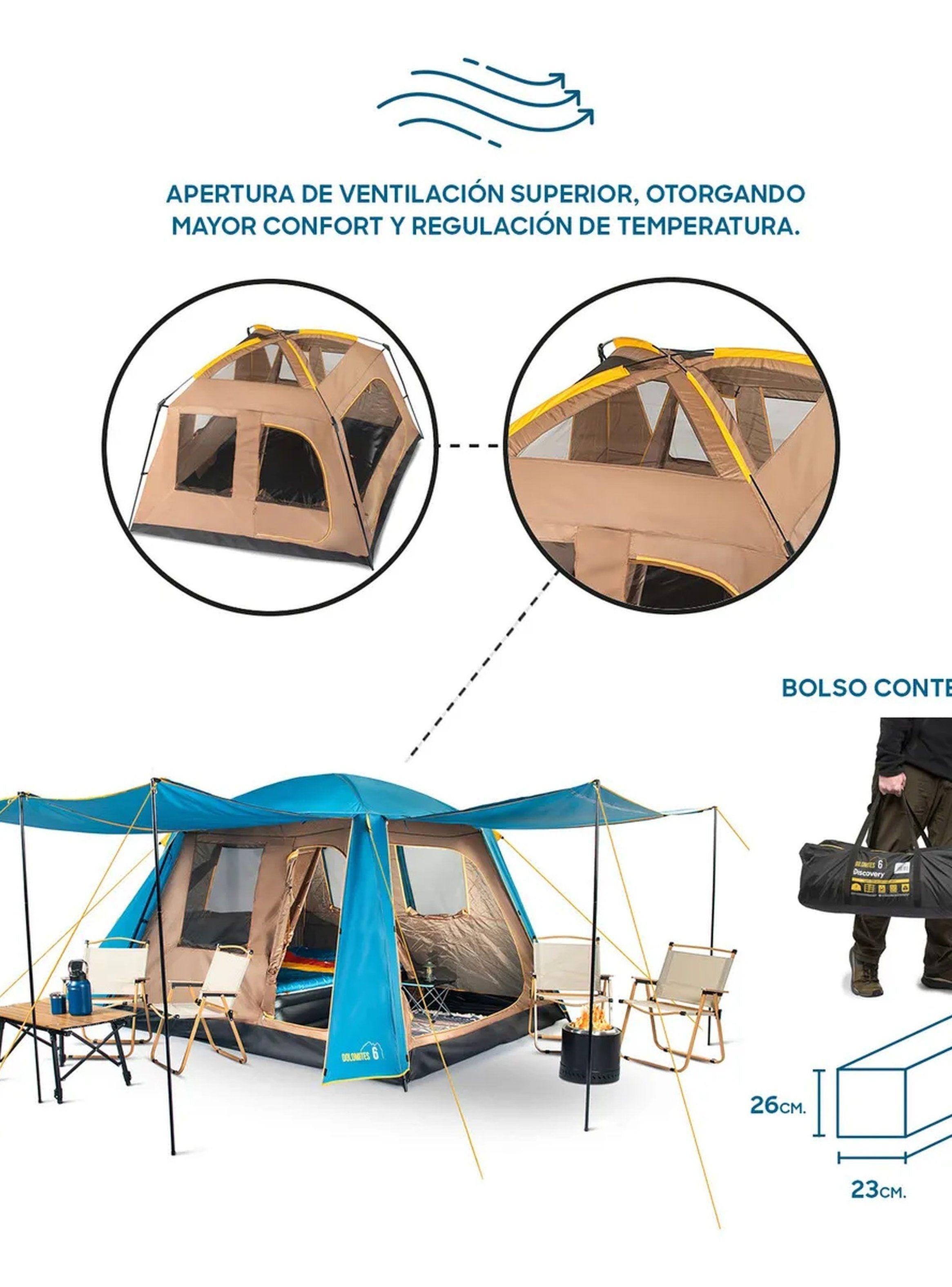 Carpa Familiar 8 Personas Impermeable Paneles UV-5
